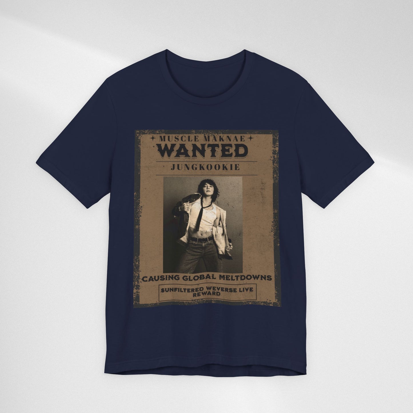 Wanted Poster Tee — 'Jungkook: Causing Global Meltdowns' Vintage K-Pop T-Shirt
