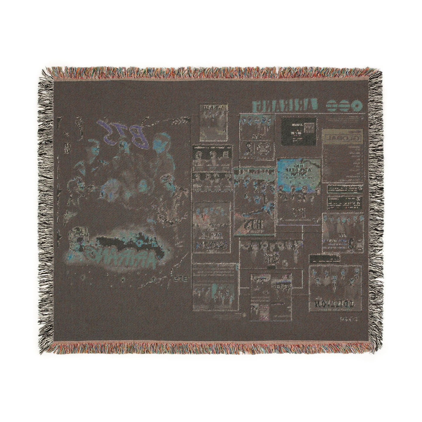 BTS Collage Woven Blanket — K‑Pop Fan Throw for Bedroom & Living Room