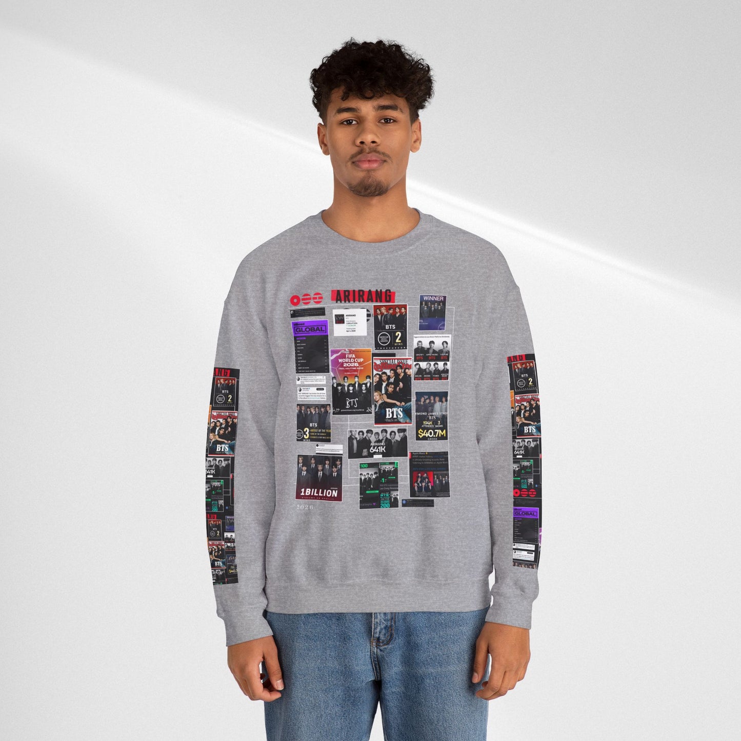 Crewneck Sweatshirt — BTS ARIRANG Collage Graphic Crewneck (Album Posters & Tour Art)