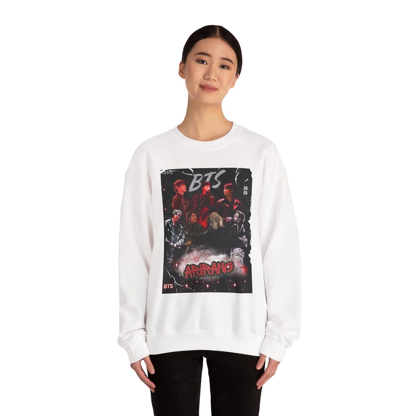 BTS Graphic Crewneck Sweatshirt – Red & Black Band Photo Design