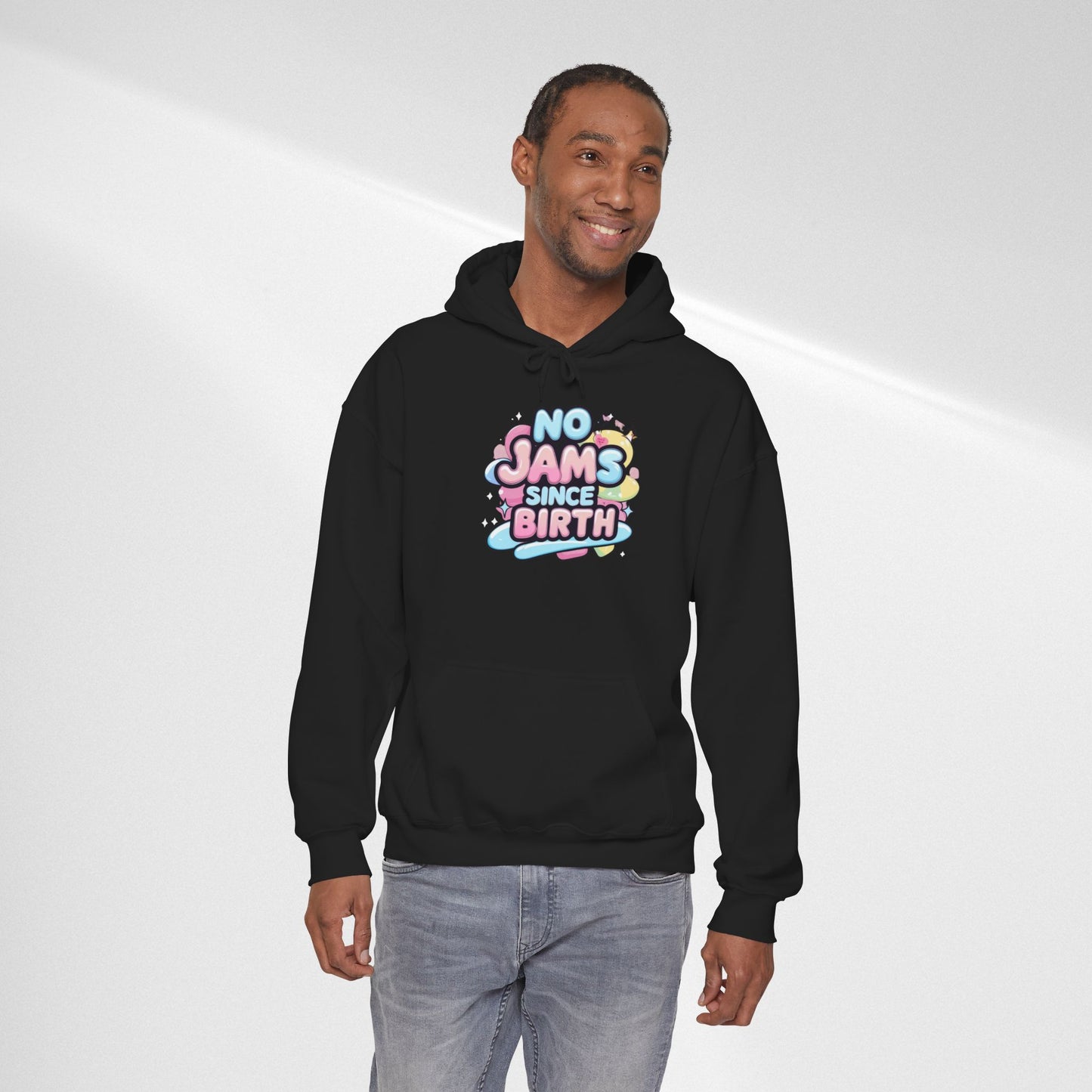 Hoodie — "No Jams Since Birth" Cute Kawaii Graphic Pullover