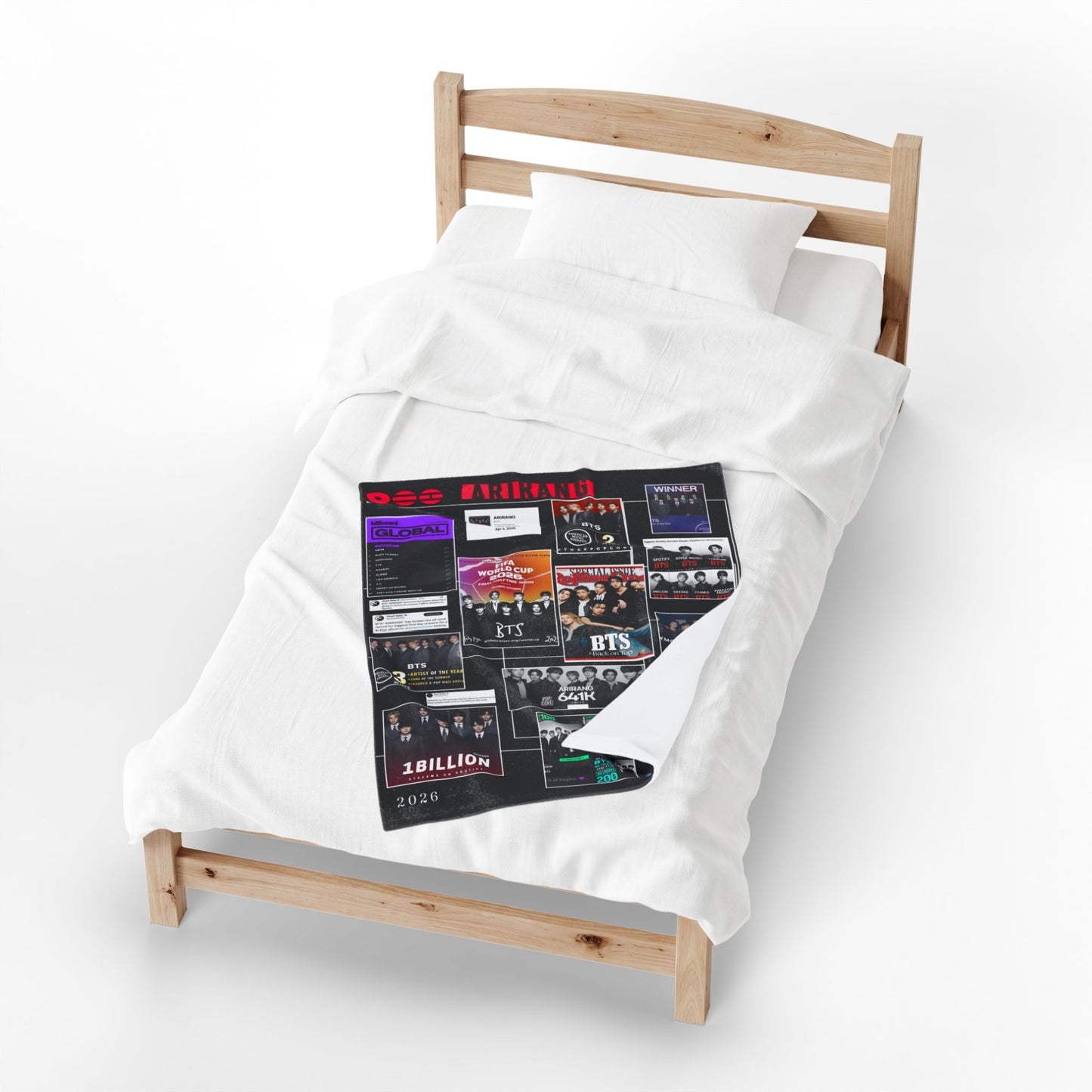BTS ARIRANG Collage Velveteen Plush Blanket — K-Pop Fan Merchandise