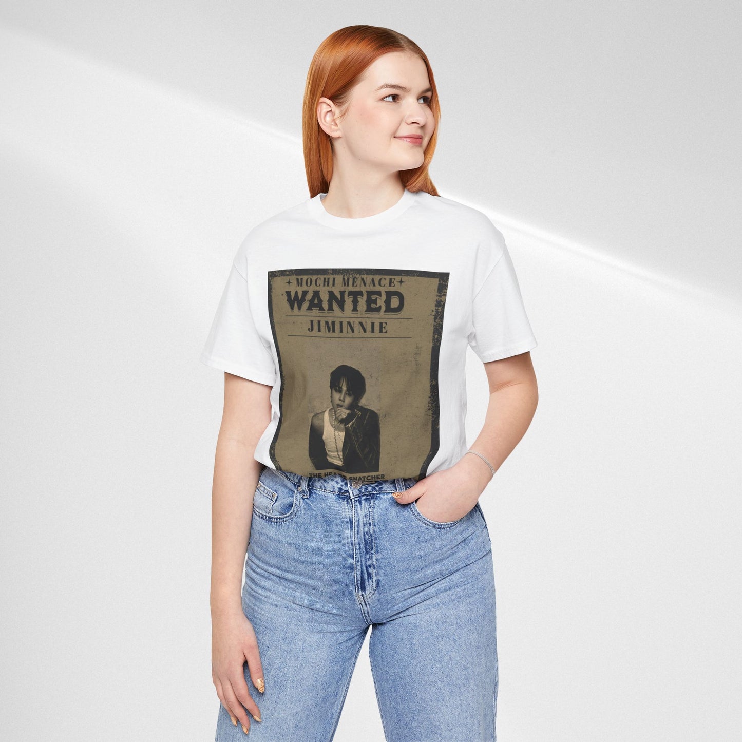 JIMIN Wanted Poster Graphic Tee — 'Mischief Menace' Vintage Style