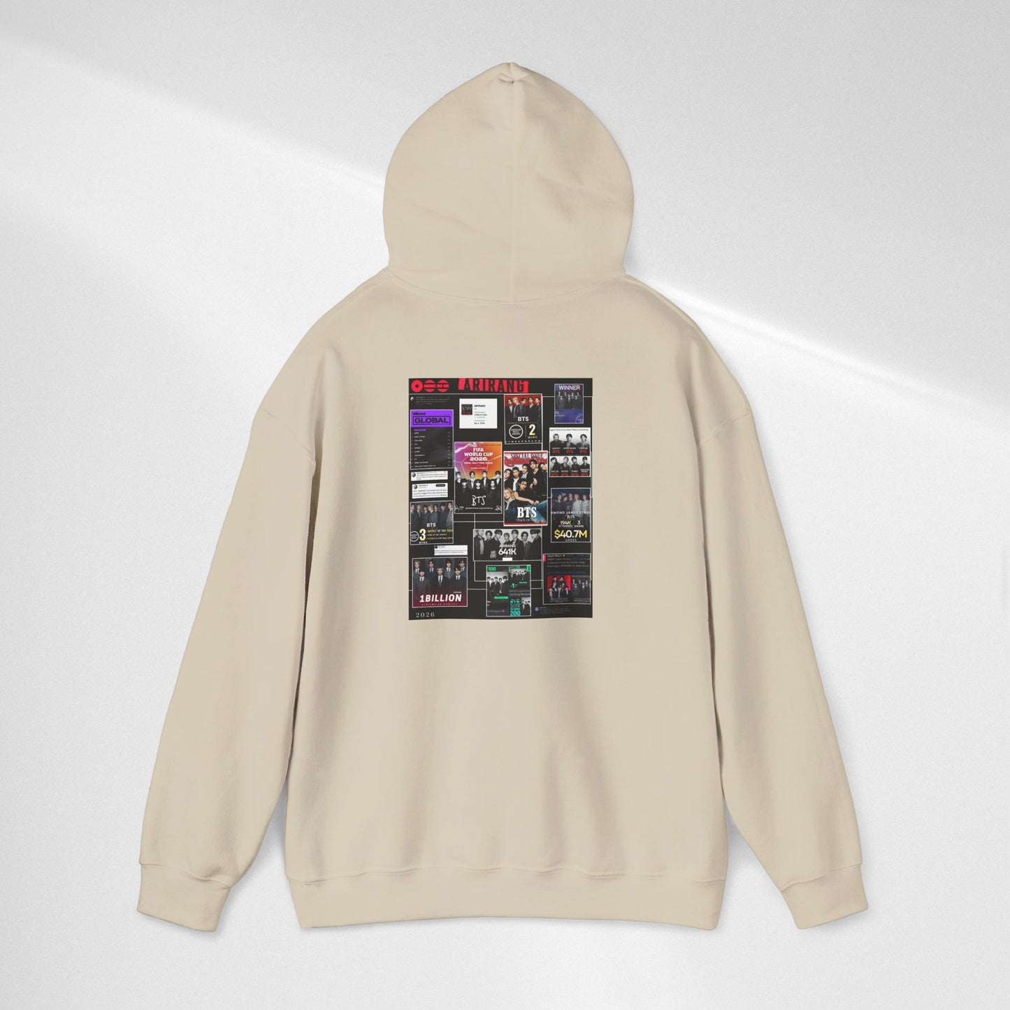 BTS ARIRANG Band Poster Collage Hoodie — Vintage Gig Tour Graphic Sweatshirt