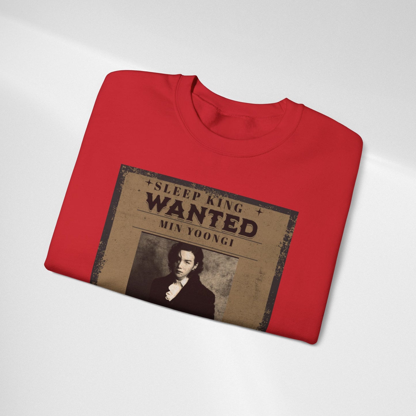 Crewneck Sweatshirt "Wanted: Min Yoongi" Vintage Poster BTS Suga Fan Apparel
