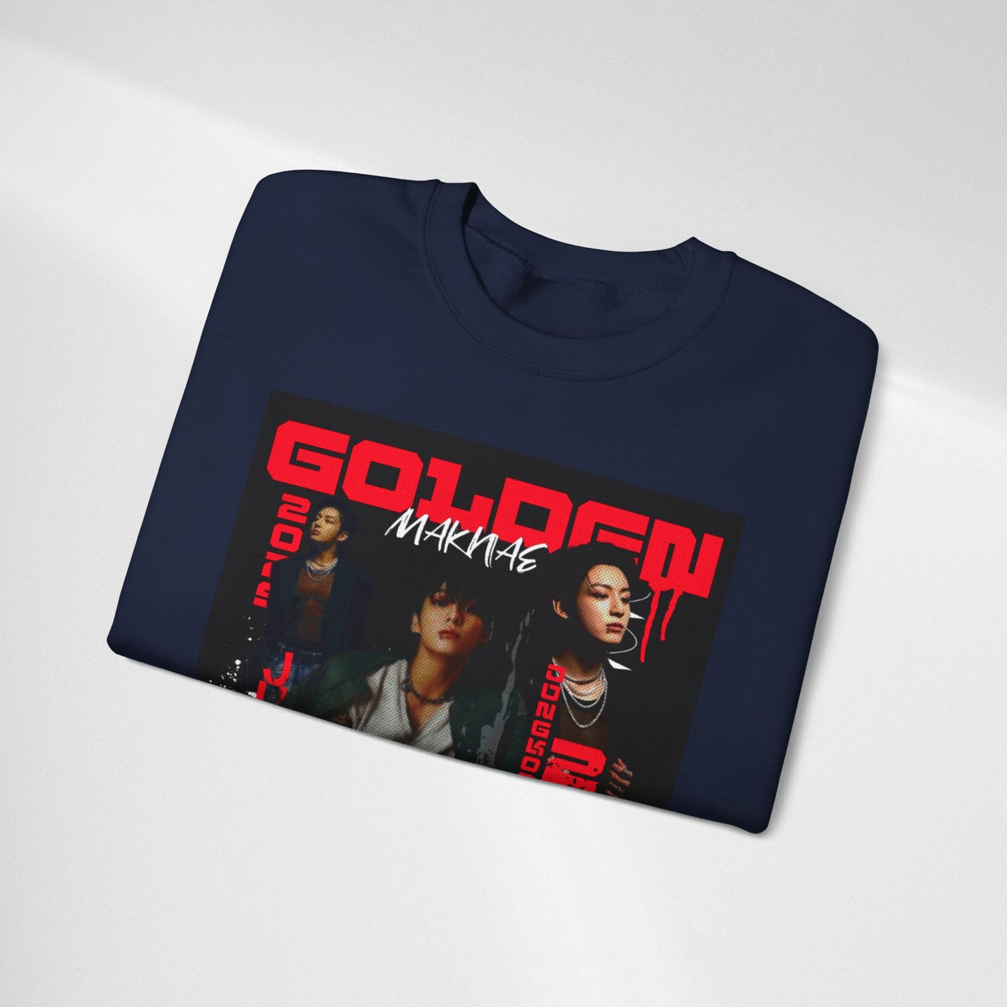JK Golden Making Crewneck Sweatshirt — Retro K-Pop Photo Graphic