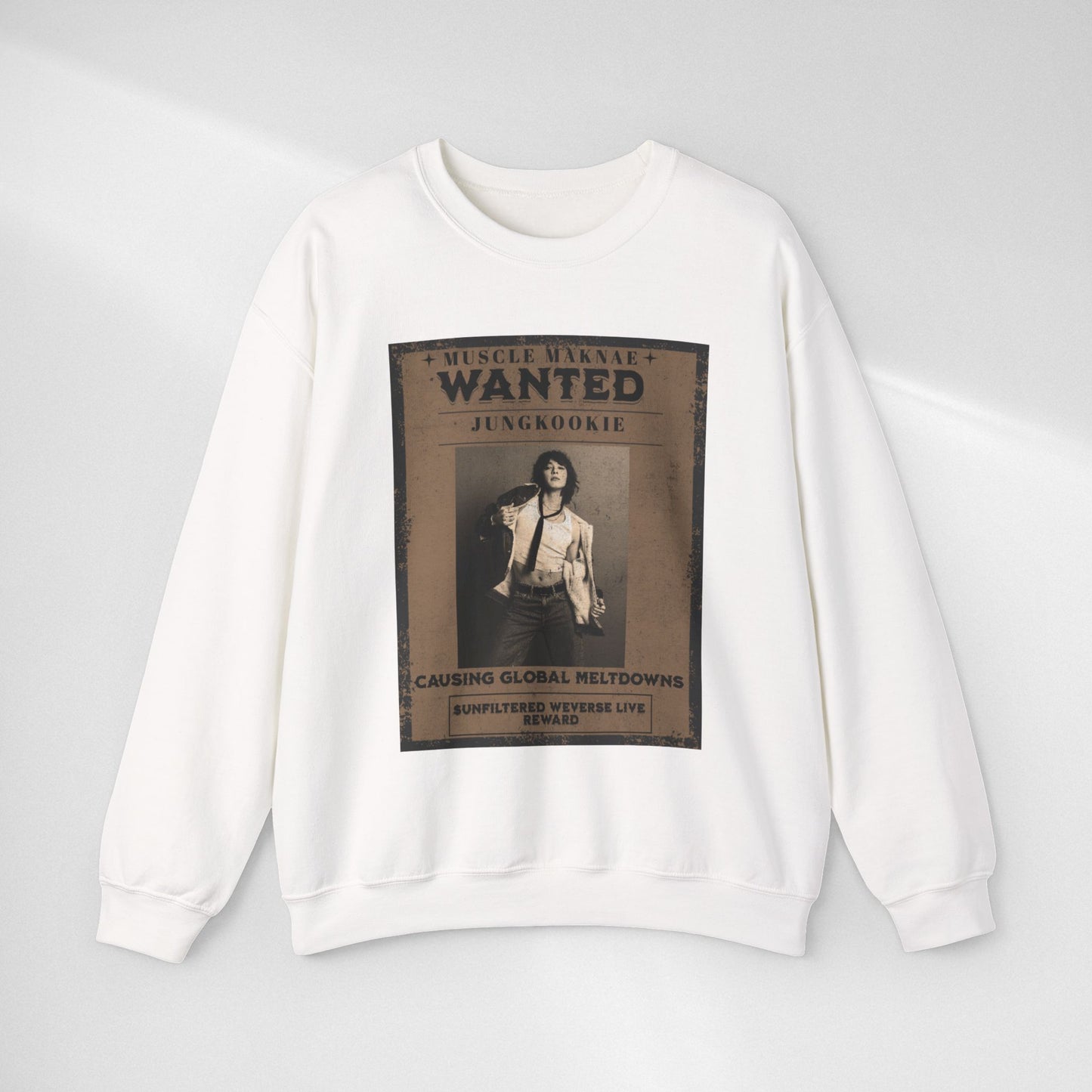 Crewneck Sweatshirt — Vintage JK'Wanted' Poster Graphic