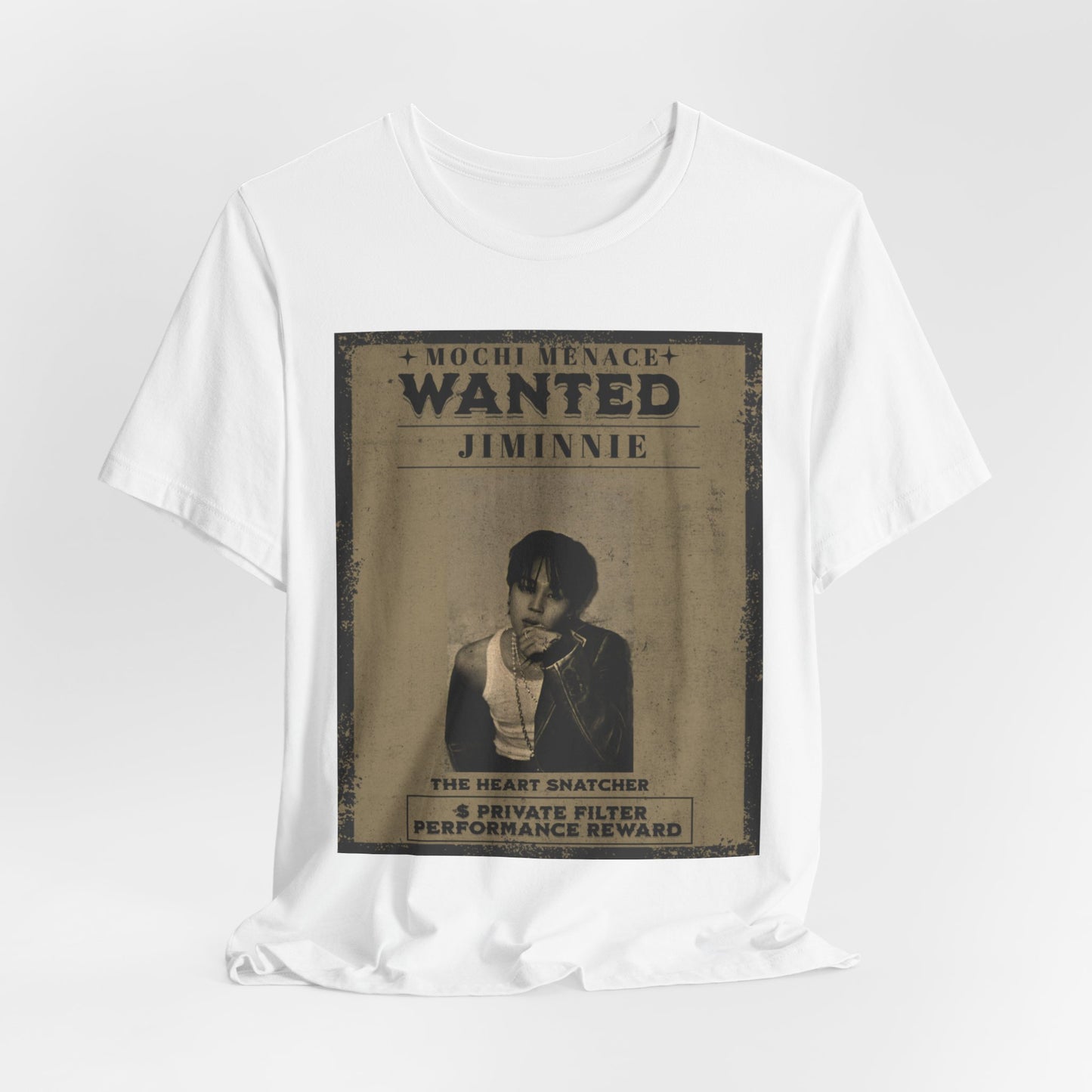 JIMIN Wanted Poster Graphic Tee — 'Mischief Menace' Vintage Style