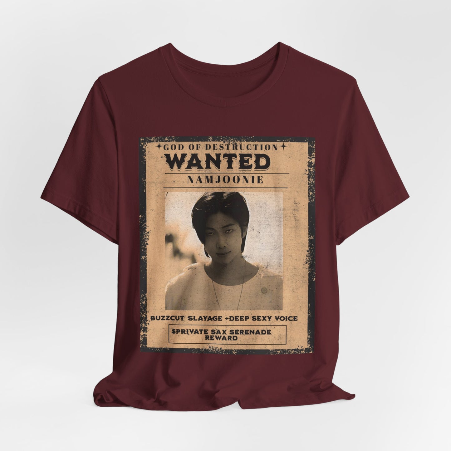 T-Shirt — Vintage 'Wanted: Namjoonie' Photo Tee (K-Pop Fan Poster Style)