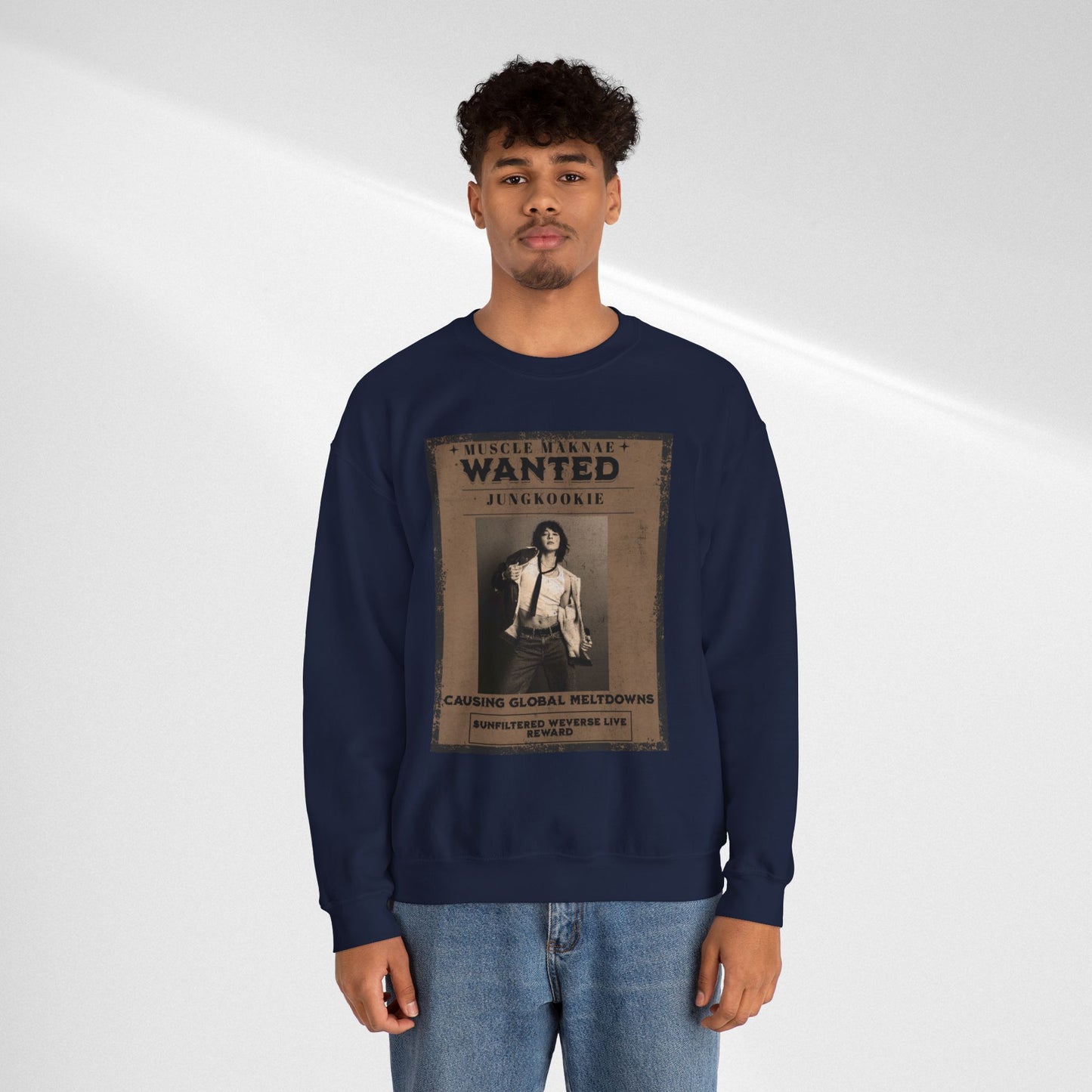 Crewneck Sweatshirt — Vintage JK'Wanted' Poster Graphic
