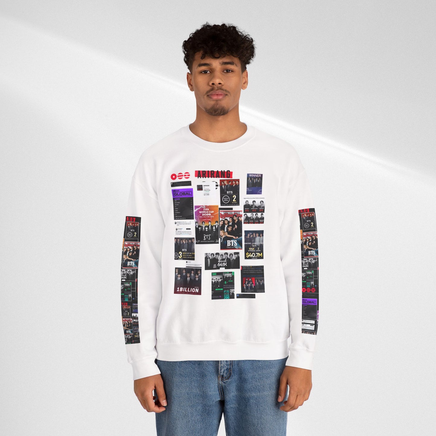 Crewneck Sweatshirt — BTS ARIRANG Collage Graphic Crewneck (Album Posters & Tour Art)