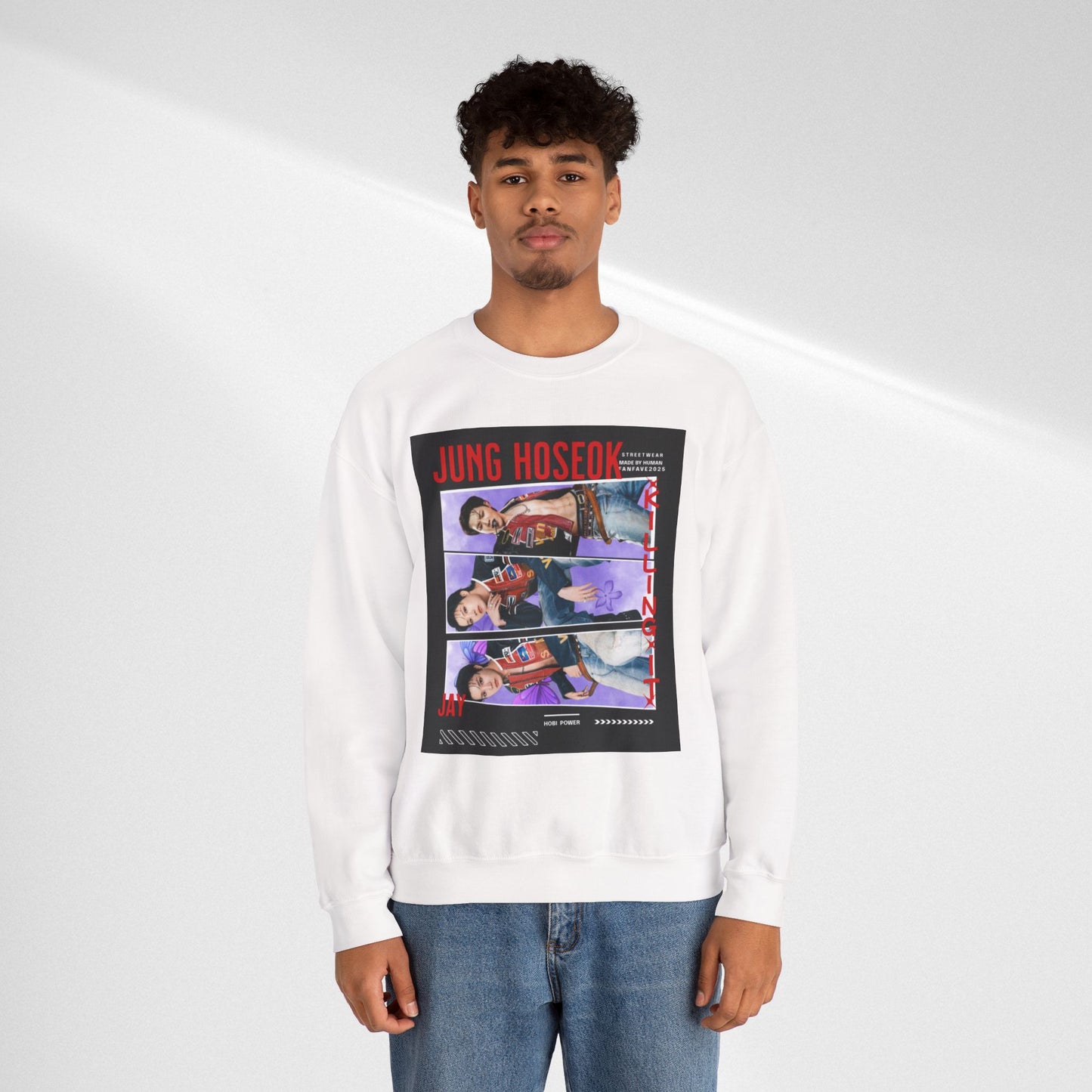 Photo Collage Crewneck Sweatshirt — 'JUNG HOSEOK' Graphic Pullover