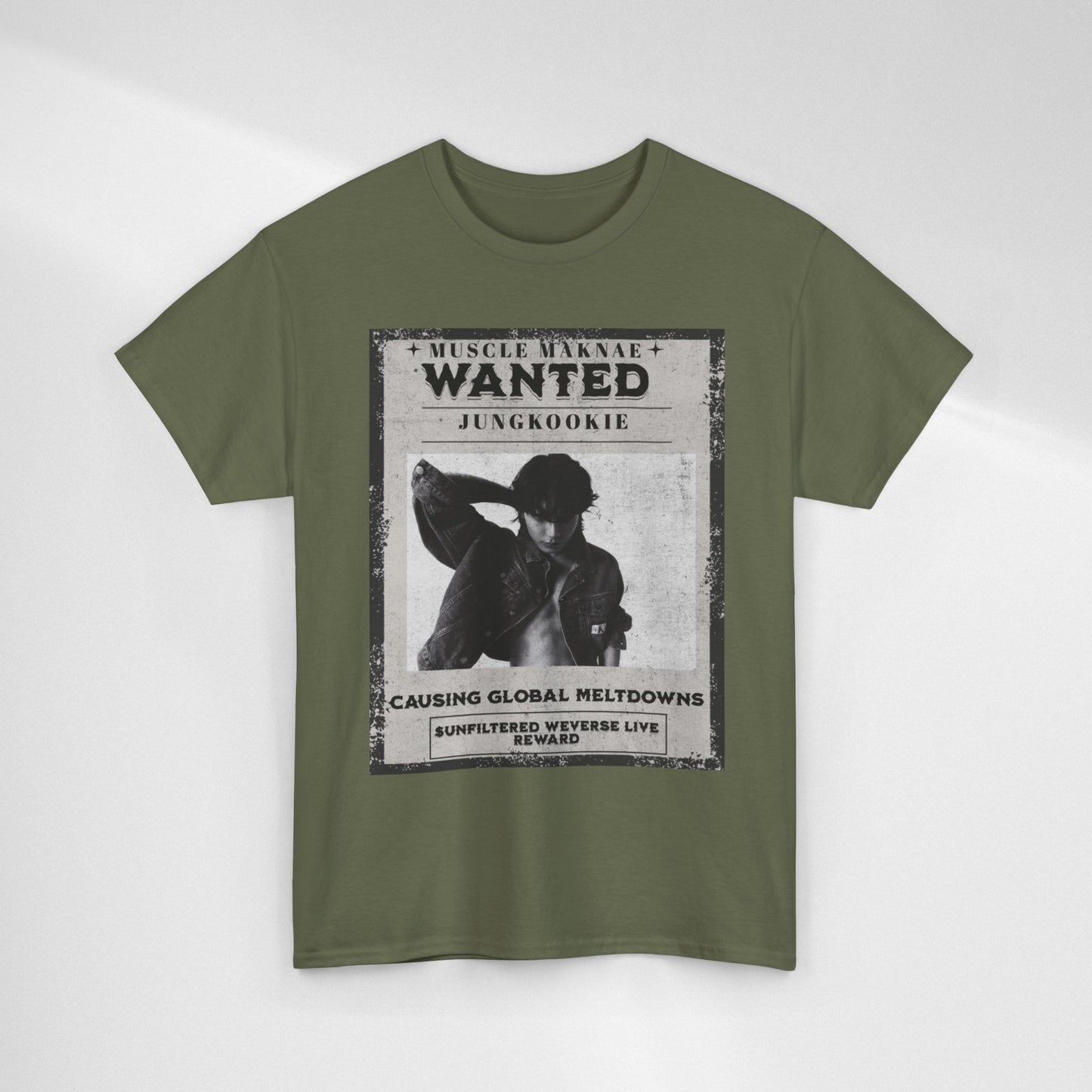 Wanted Poster T-Shirt — "Jungkookie" Vintage K-Pop Graphic Tee