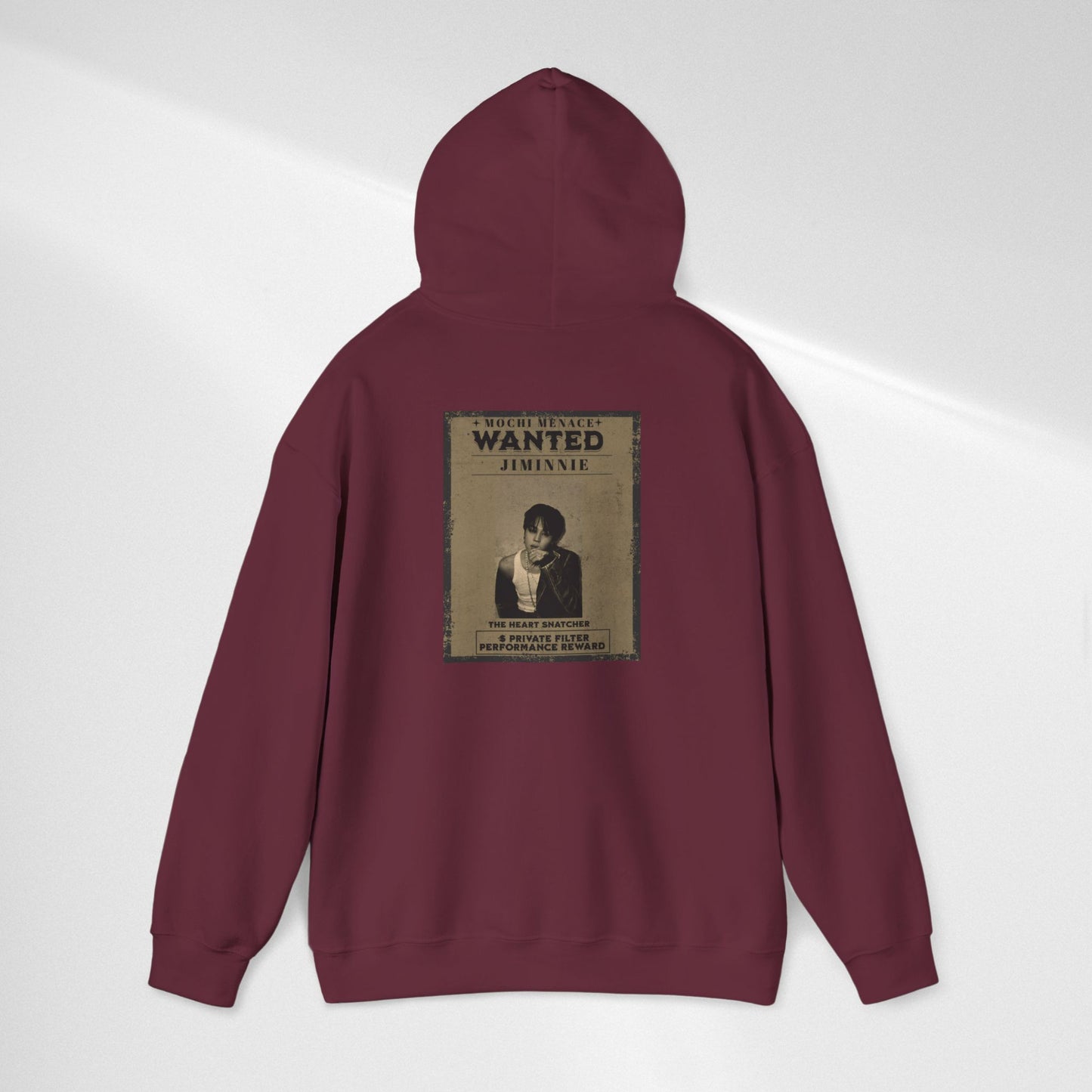 JIMIN Wanted Poster Hoodie — Vintage Photo "Wanted" Graphic Sweatshirt