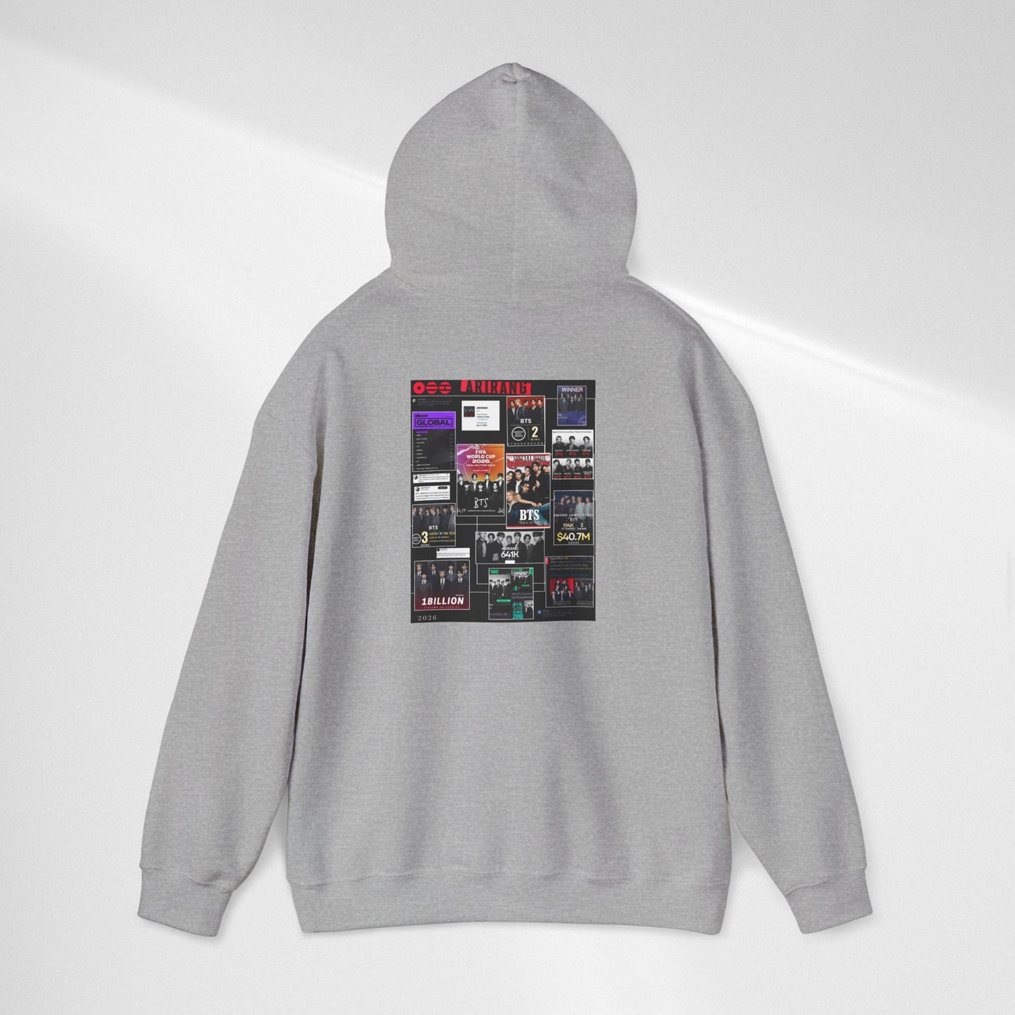 BTS ARIRANG Band Poster Collage Hoodie — Vintage Gig Tour Graphic Sweatshirt