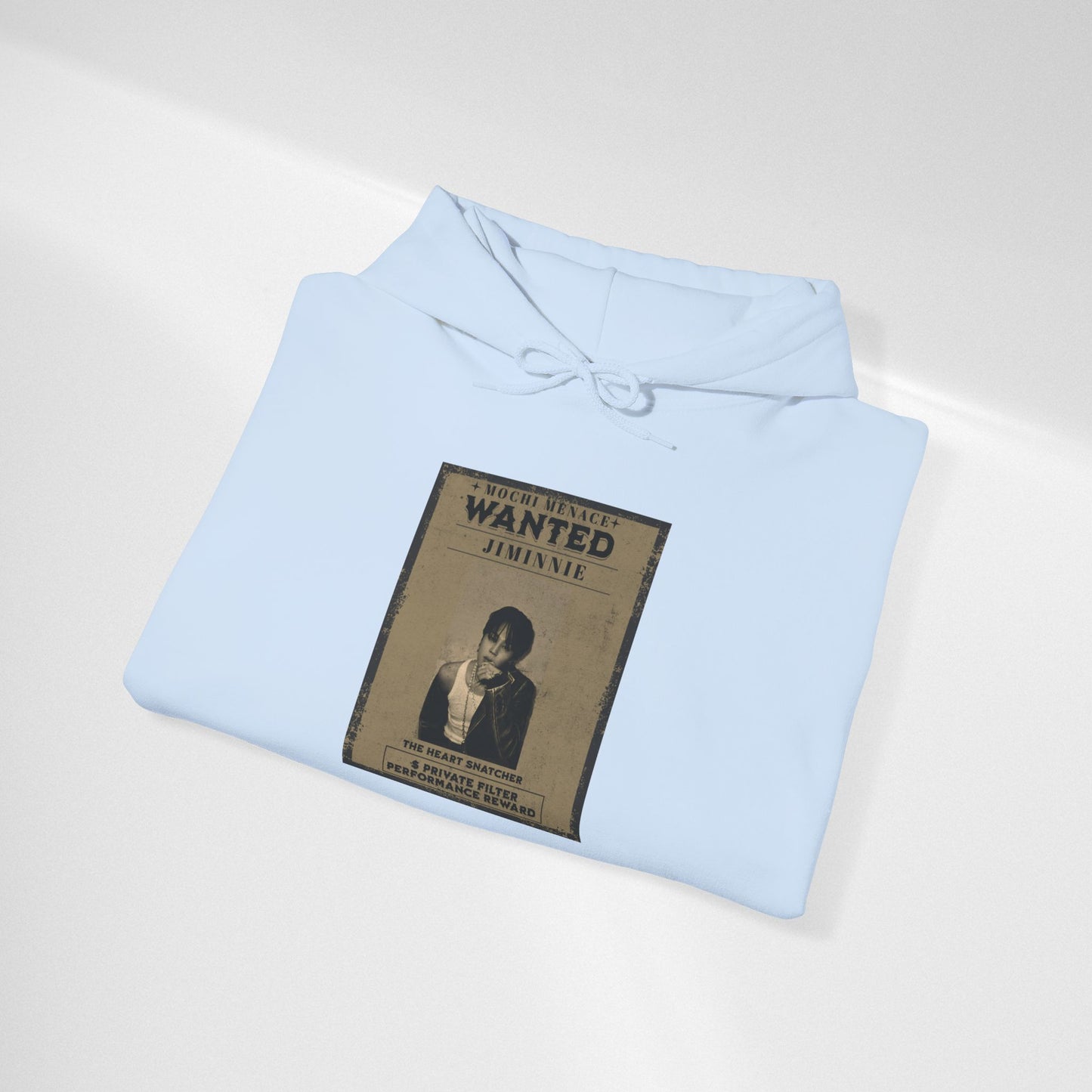 JIMIN Wanted Poster Hoodie — Vintage Photo "Wanted" Graphic Sweatshirt