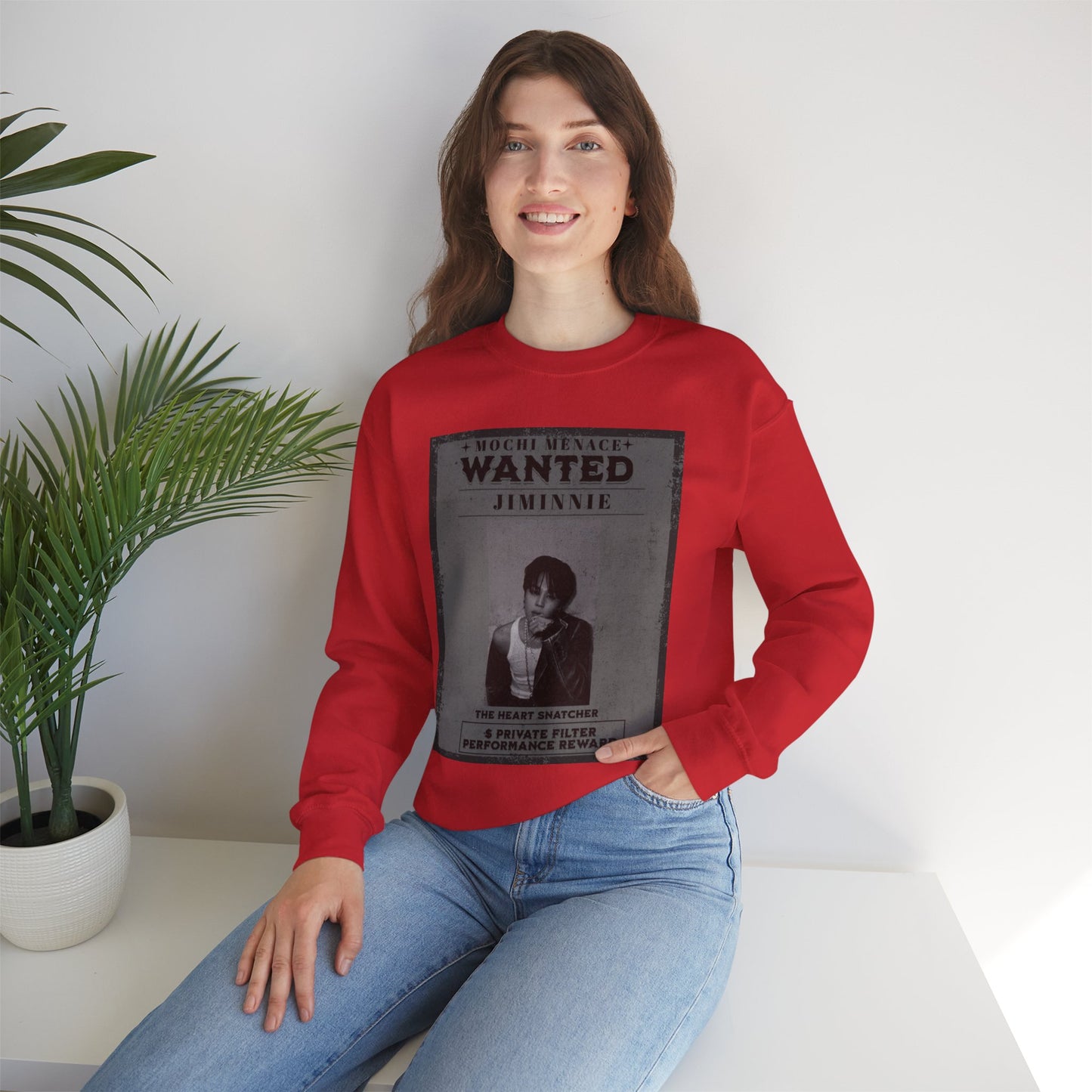 Wanted Poster Crewneck Sweatshirt – 'Wanted Jiminie' Vintage K-Pop Graphic