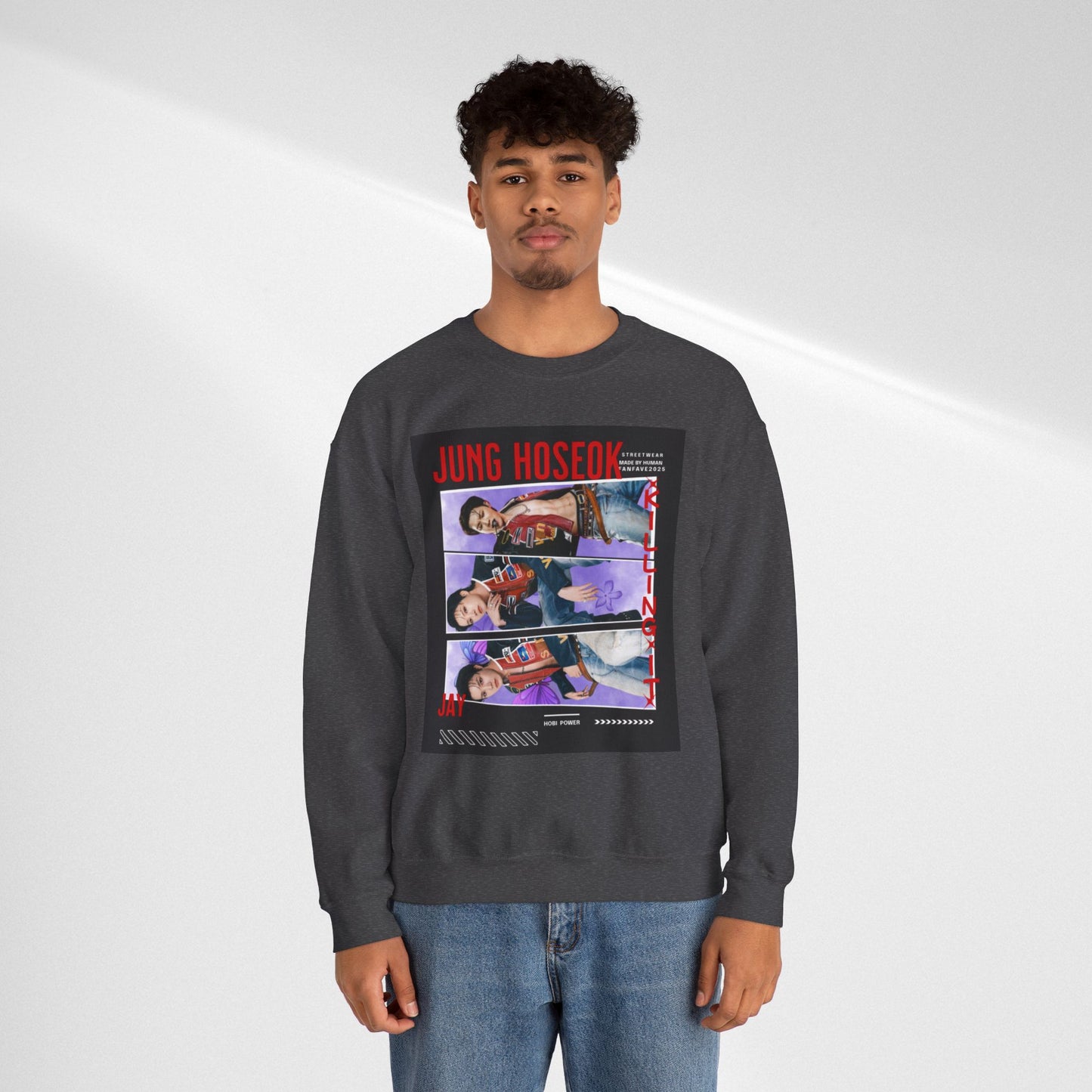 Photo Collage Crewneck Sweatshirt — 'JUNG HOSEOK' Graphic Pullover