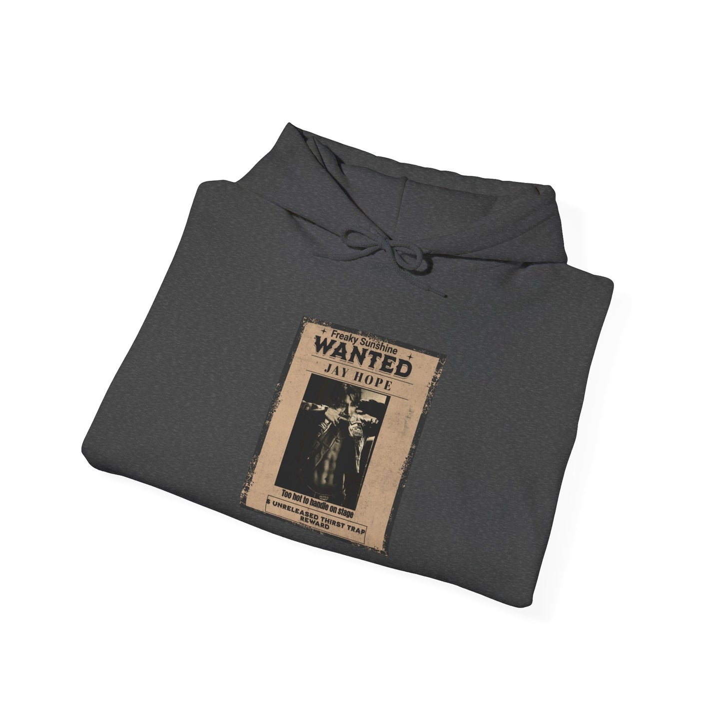 Hoodie - Vintage JHOPE 'WANTED' Poster Graphic Hooded Sweatshirt