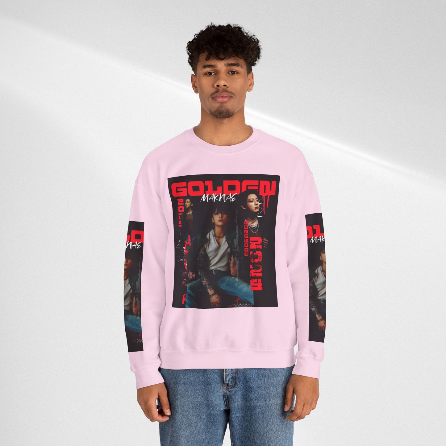 JK Golden Making Crewneck Sweatshirt — Retro K-Pop Photo Graphic