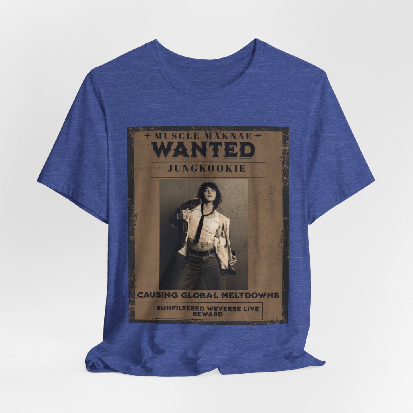 Wanted Poster Tee — 'Jungkook: Causing Global Meltdowns' Vintage K-Pop T-Shirt