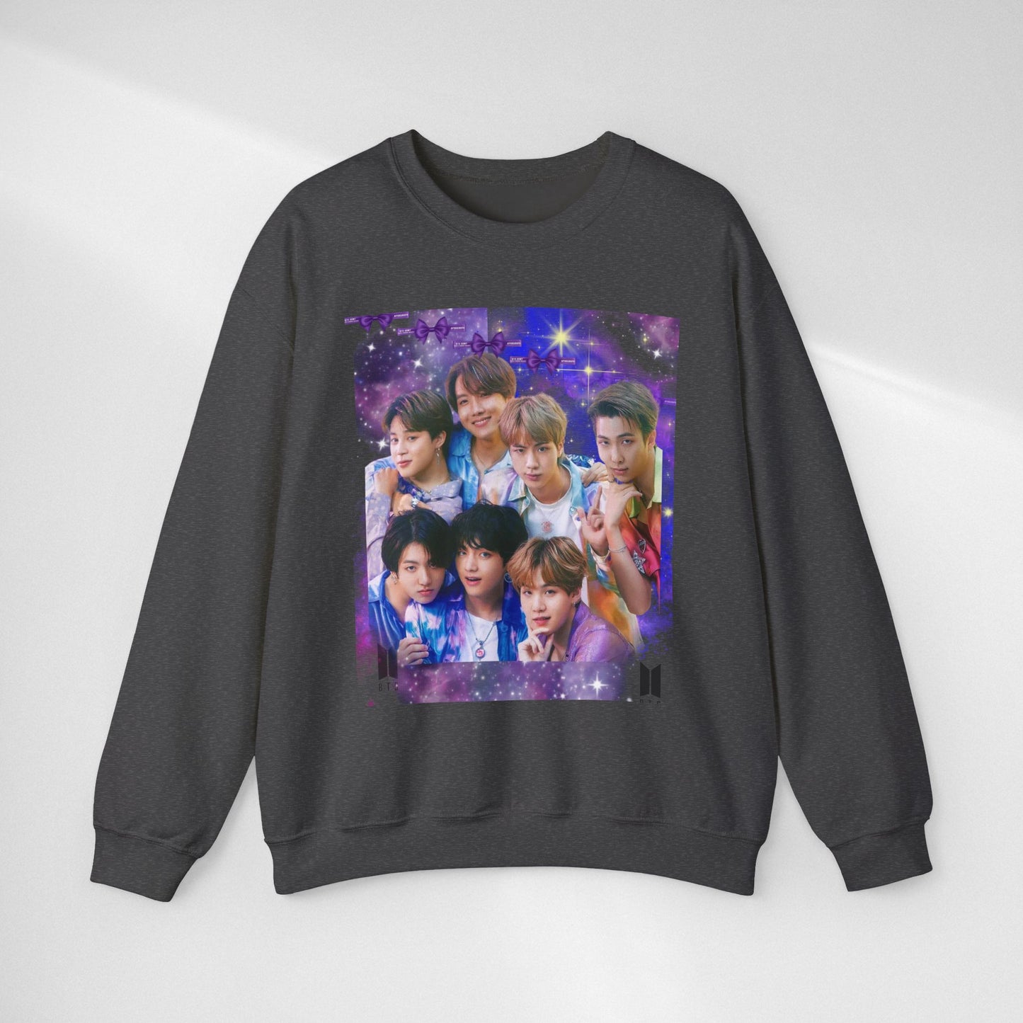 BTS Group Photo Crewneck Sweatshirt — Purple Fan Art Print
