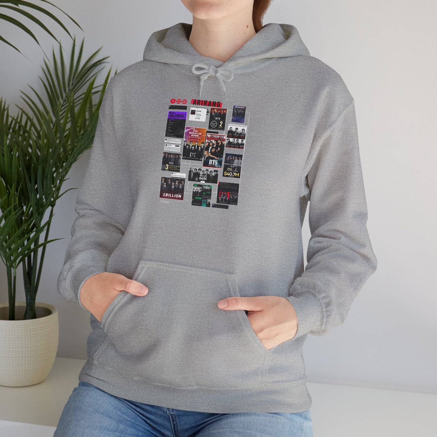 BTS ARIRANG Band Poster Collage Hoodie — Vintage Gig Tour Graphic Sweatshirt