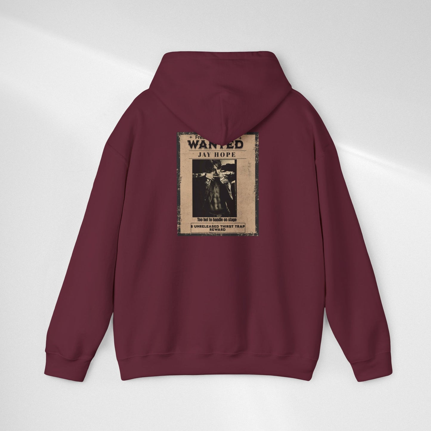 Hoodie - Vintage JHOPE 'WANTED' Poster Graphic Hooded Sweatshirt