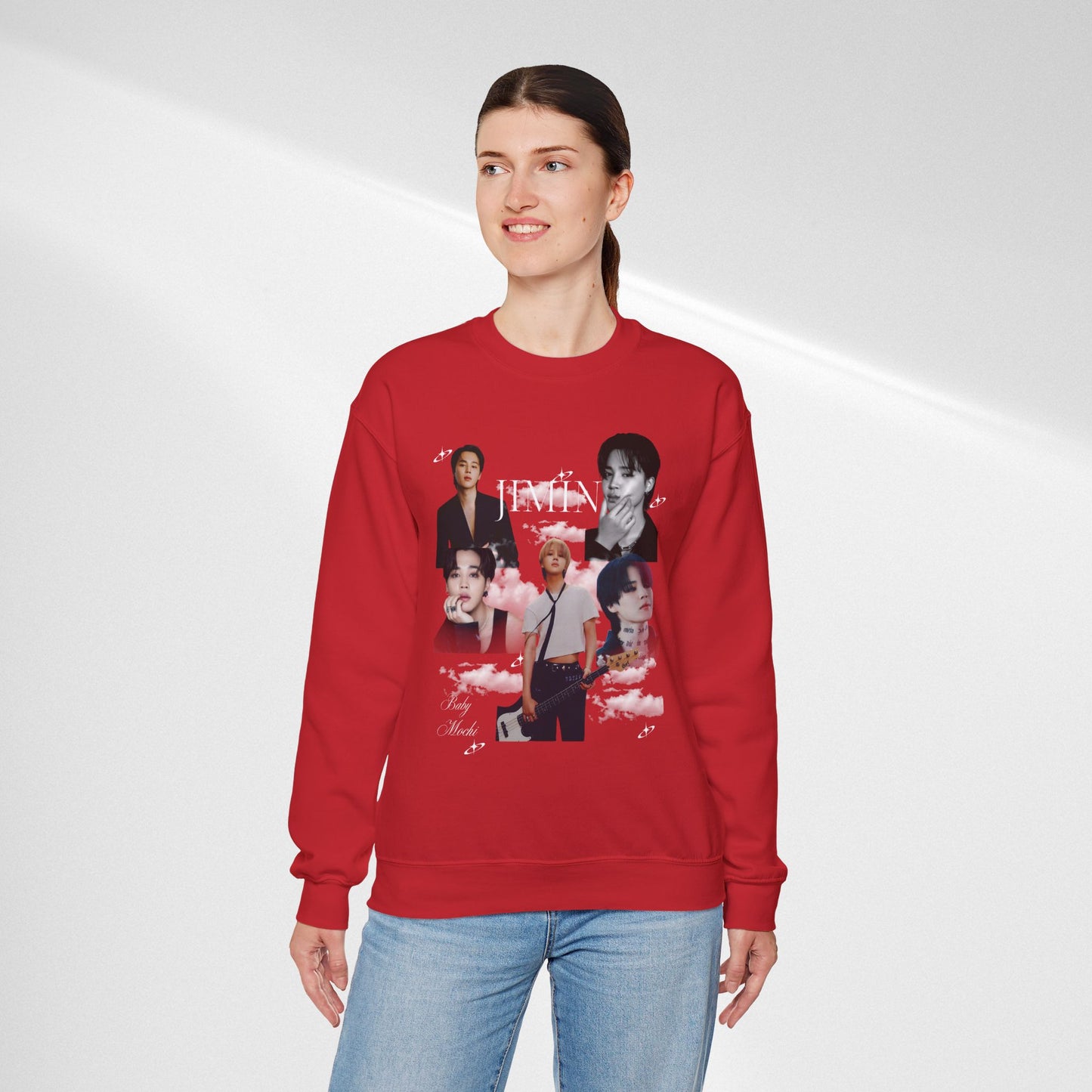 Crewneck Sweatshirt — K-pop JIMIN Collage Pullover (Band Member Design)