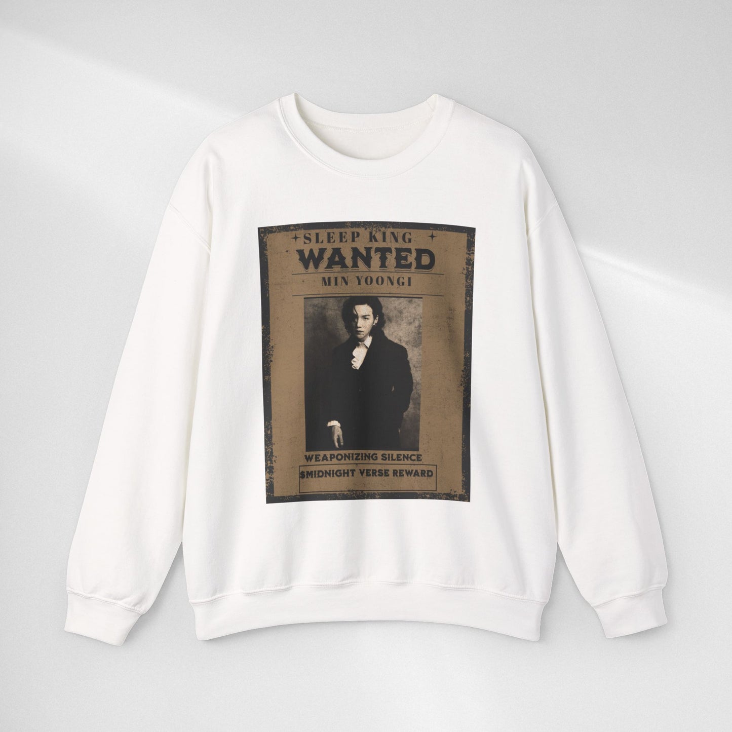 Crewneck Sweatshirt "Wanted: Min Yoongi" Vintage Poster BTS Suga Fan Apparel