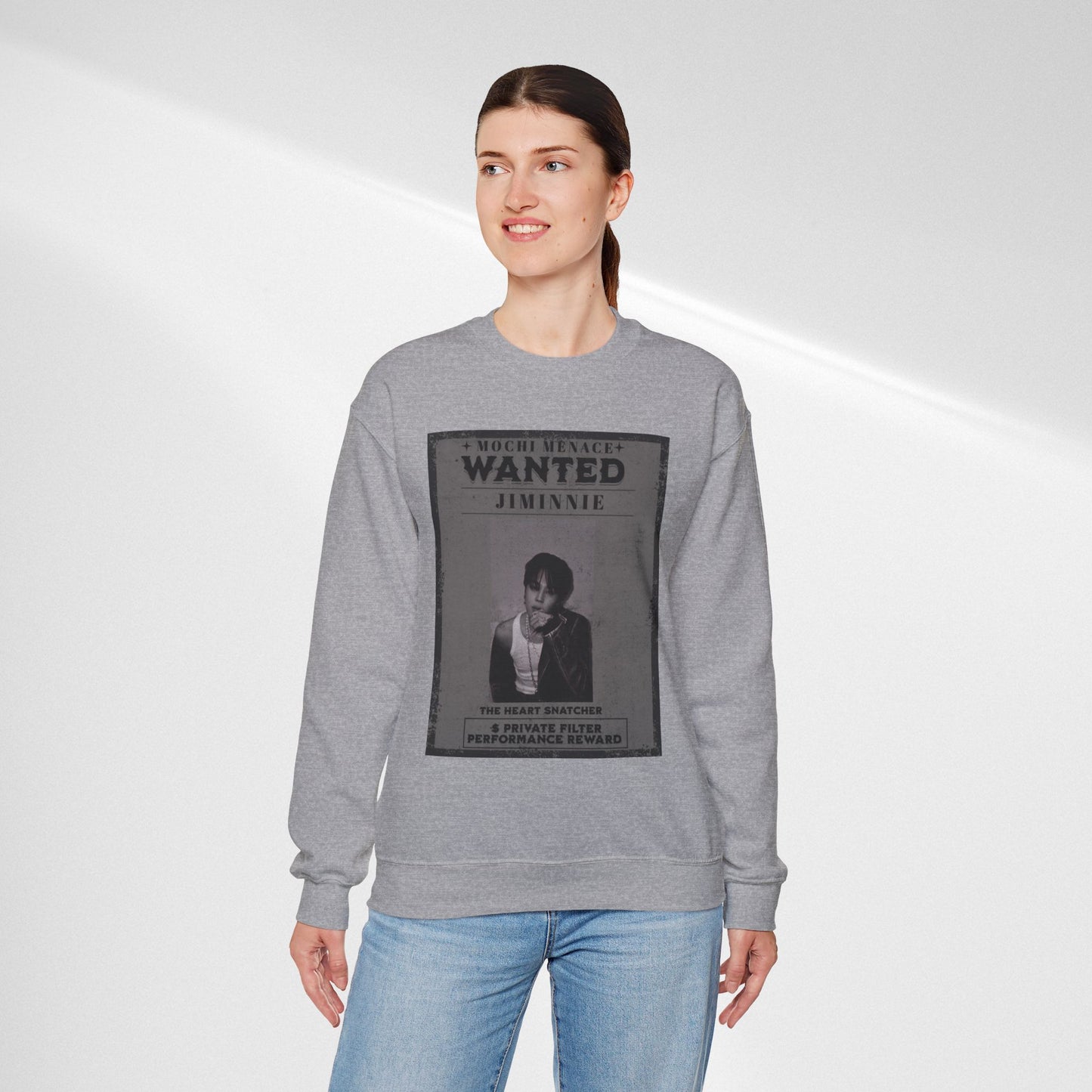 Wanted Poster Crewneck Sweatshirt – 'Wanted Jiminie' Vintage K-Pop Graphic