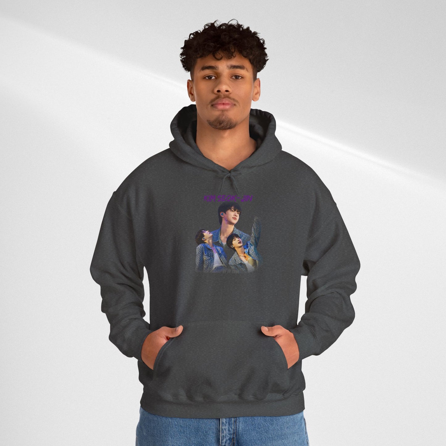 JIN Graphic Hoodie — Artistic Three-Image Portrait Design