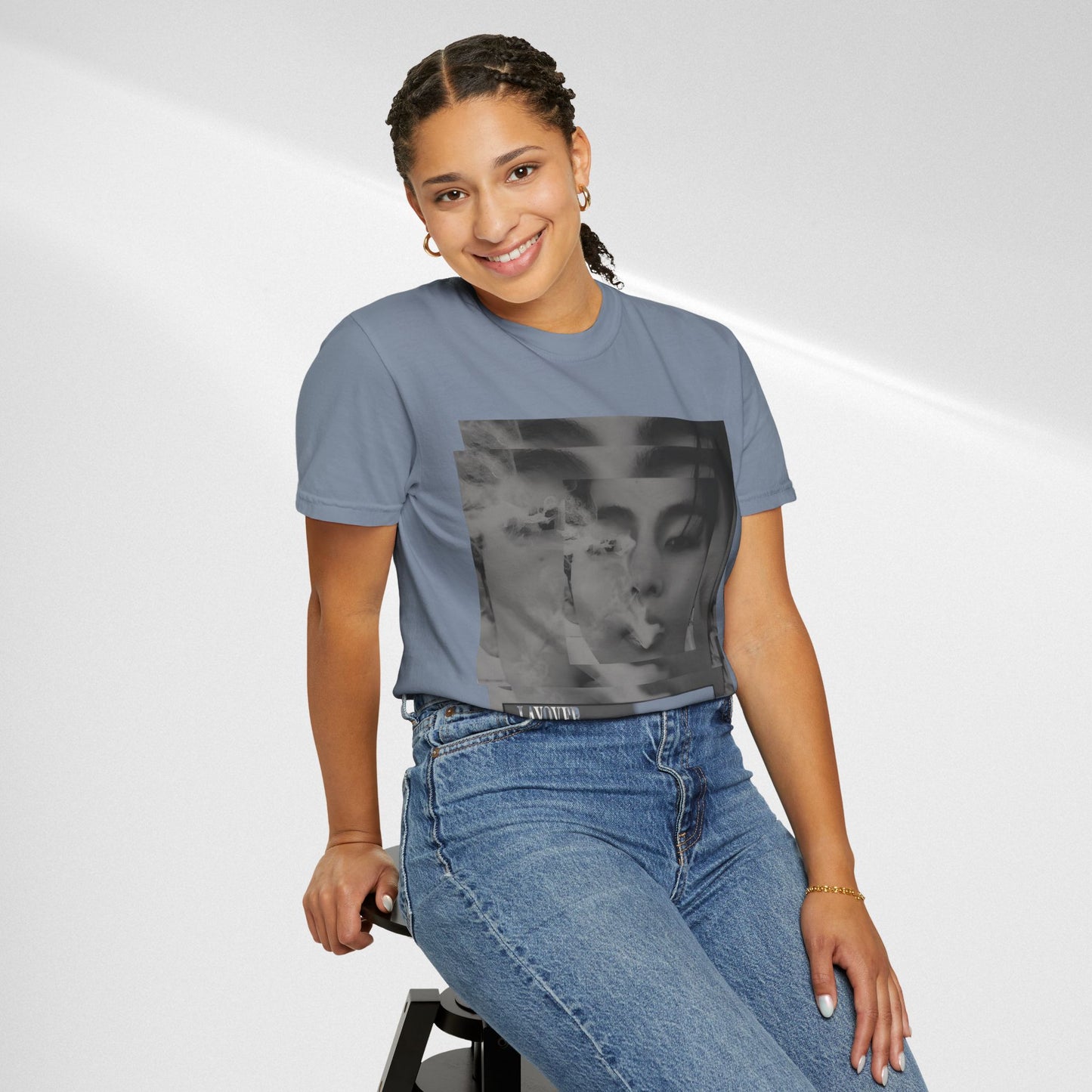 V Graphic Tee — Noir Glitch Portrait T-Shirt