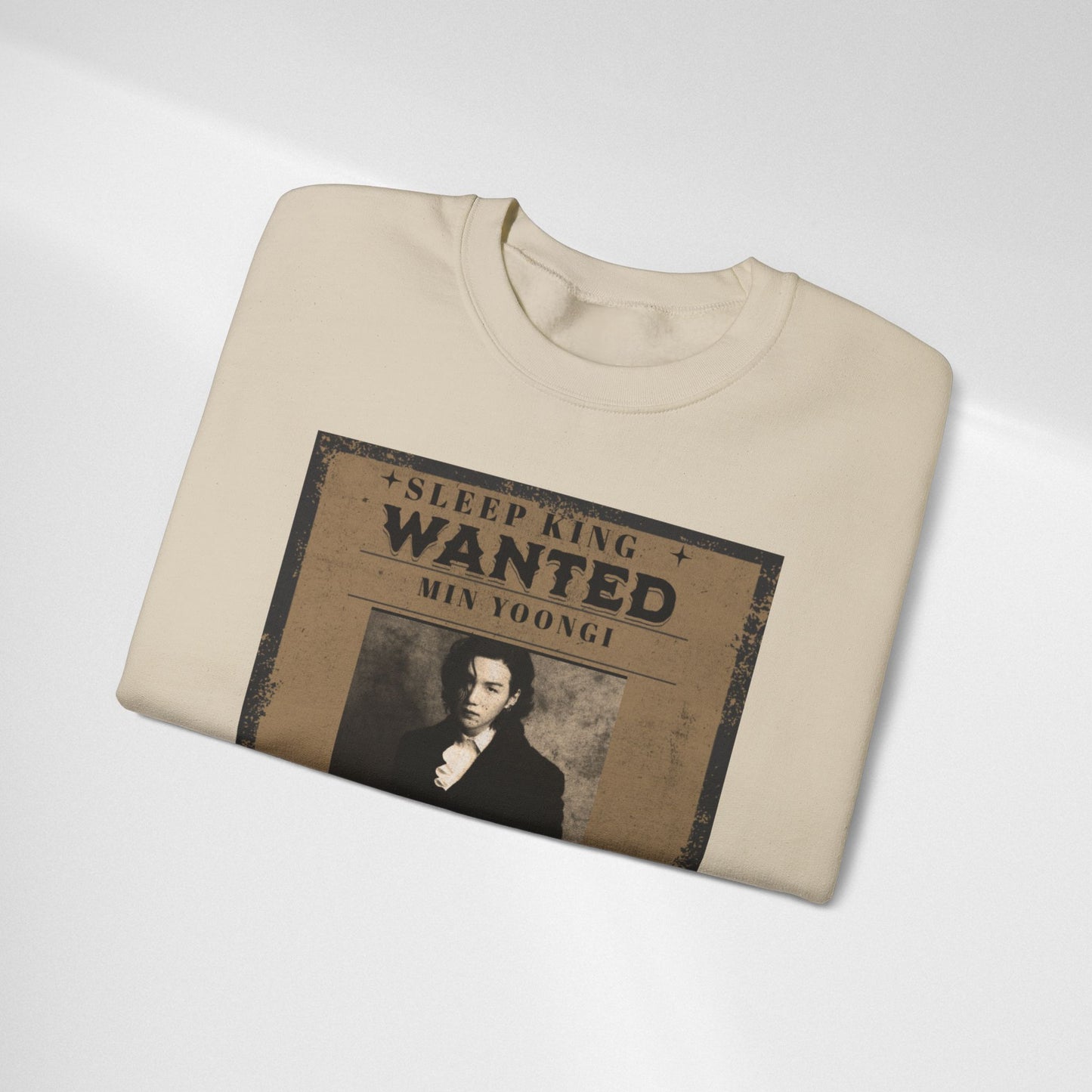 Crewneck Sweatshirt "Wanted: Min Yoongi" Vintage Poster BTS Suga Fan Apparel