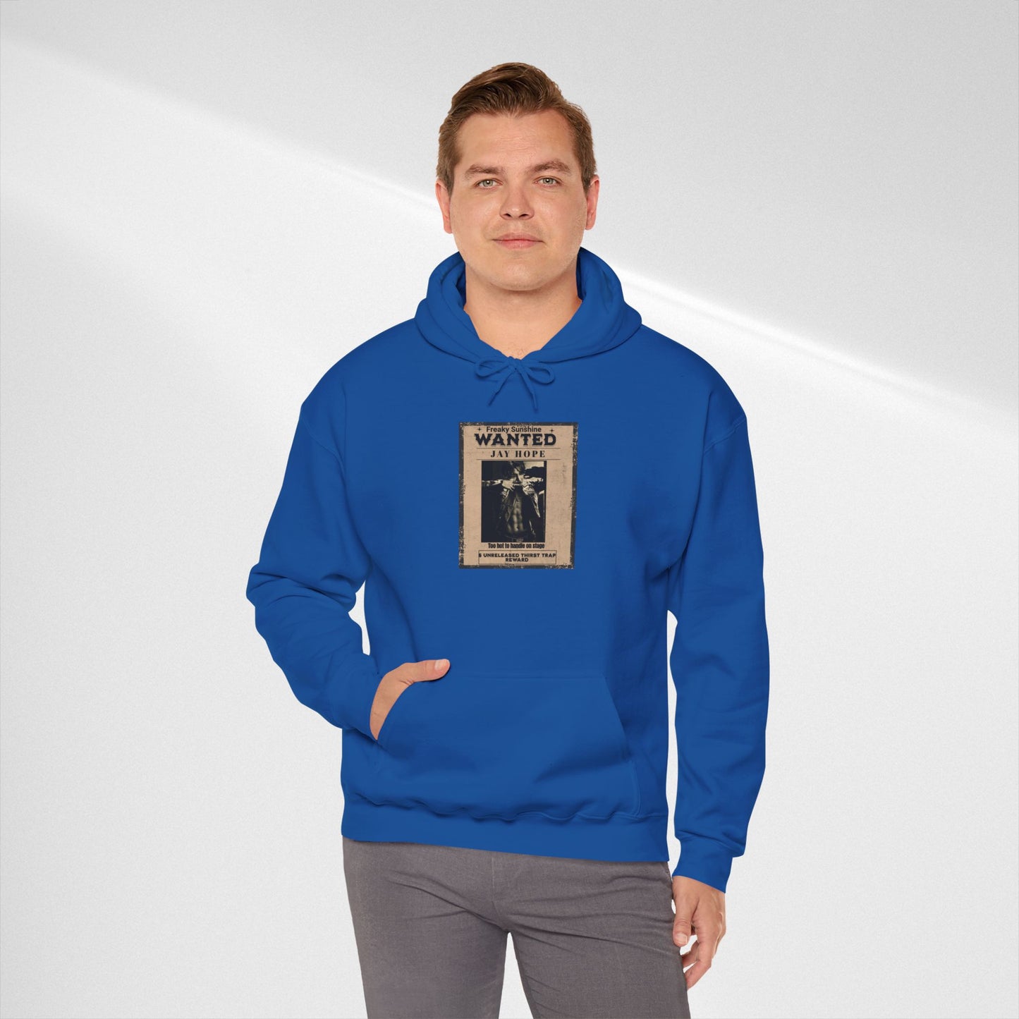 Hoodie - Vintage JHOPE 'WANTED' Poster Graphic Hooded Sweatshirt