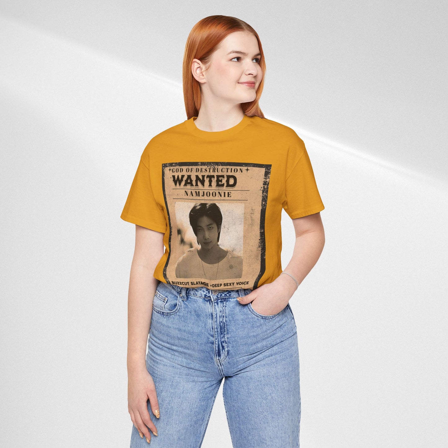 T-Shirt — Vintage 'Wanted: Namjoonie' Photo Tee (K-Pop Fan Poster Style)
