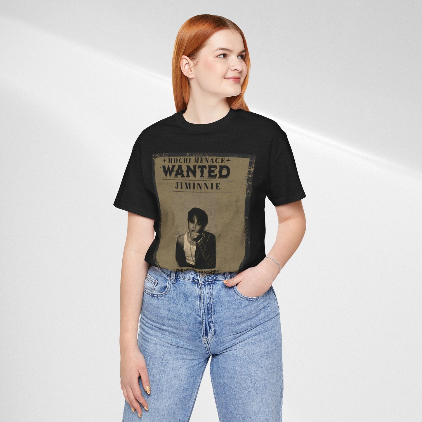 JIMIN Wanted Poster Graphic Tee — 'Mischief Menace' Vintage Style
