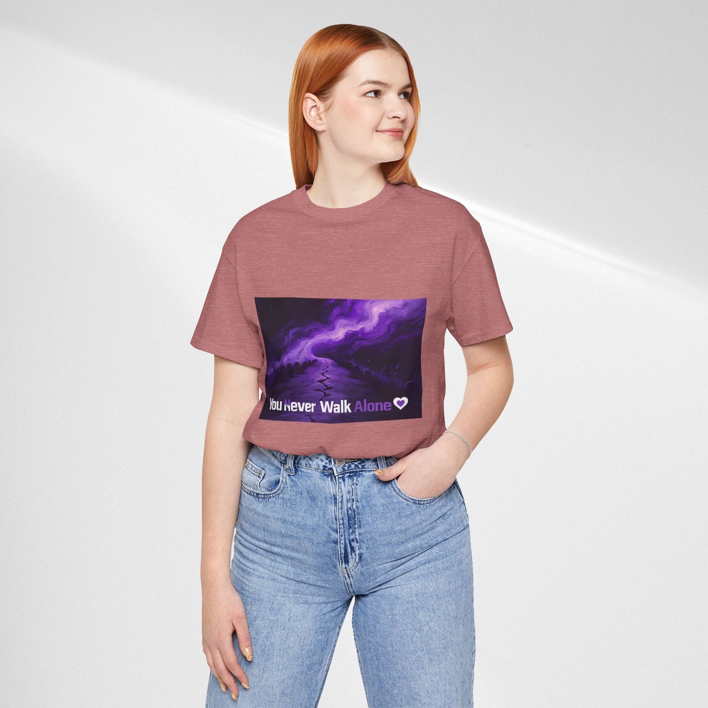 You Never Walk Alone Tee — Purple Night Stairway Graphic T‑Shirt