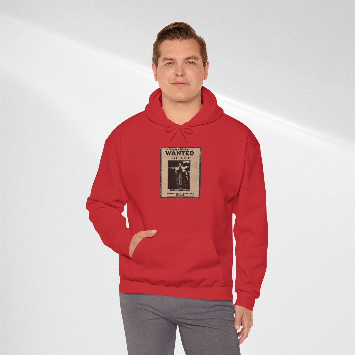 Hoodie - Vintage JHOPE 'WANTED' Poster Graphic Hooded Sweatshirt