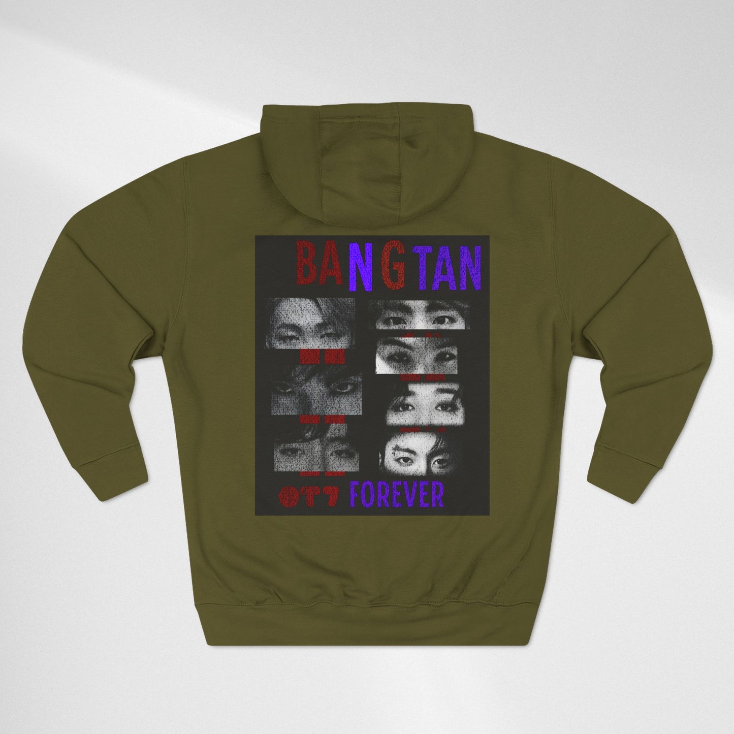 BTS Bangtan Photo-Panel Hoodie — 'Bangtan' 9-Eyes Graphic Fleece Hoodie