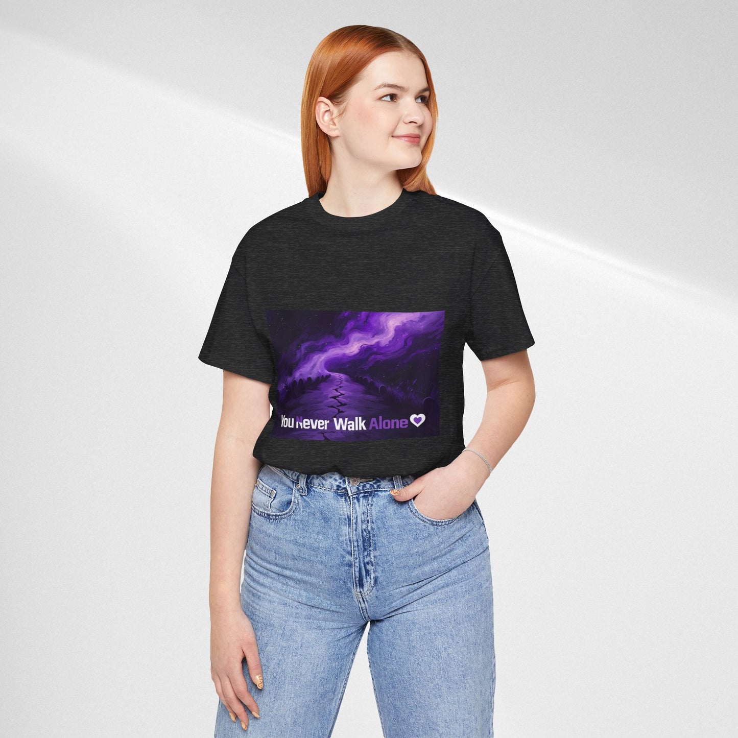 You Never Walk Alone Tee — Purple Night Stairway Graphic T‑Shirt
