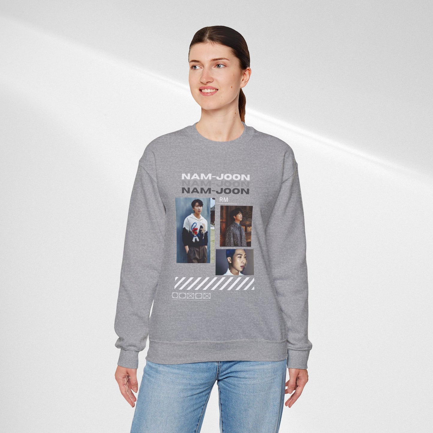 Photo Collage Crewneck Sweatshirt — "Nam-Joon" Graphic Pullover