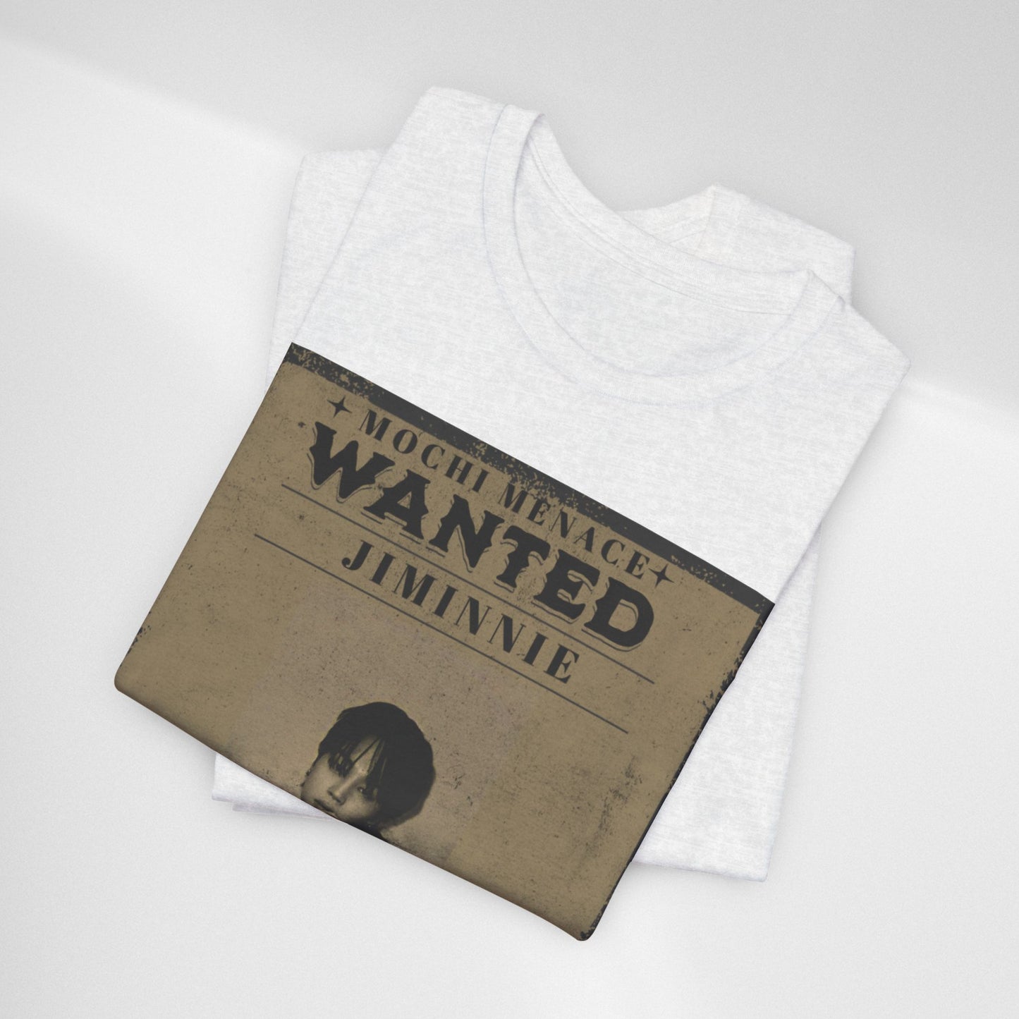 JIMIN Wanted Poster Graphic Tee — 'Mischief Menace' Vintage Style