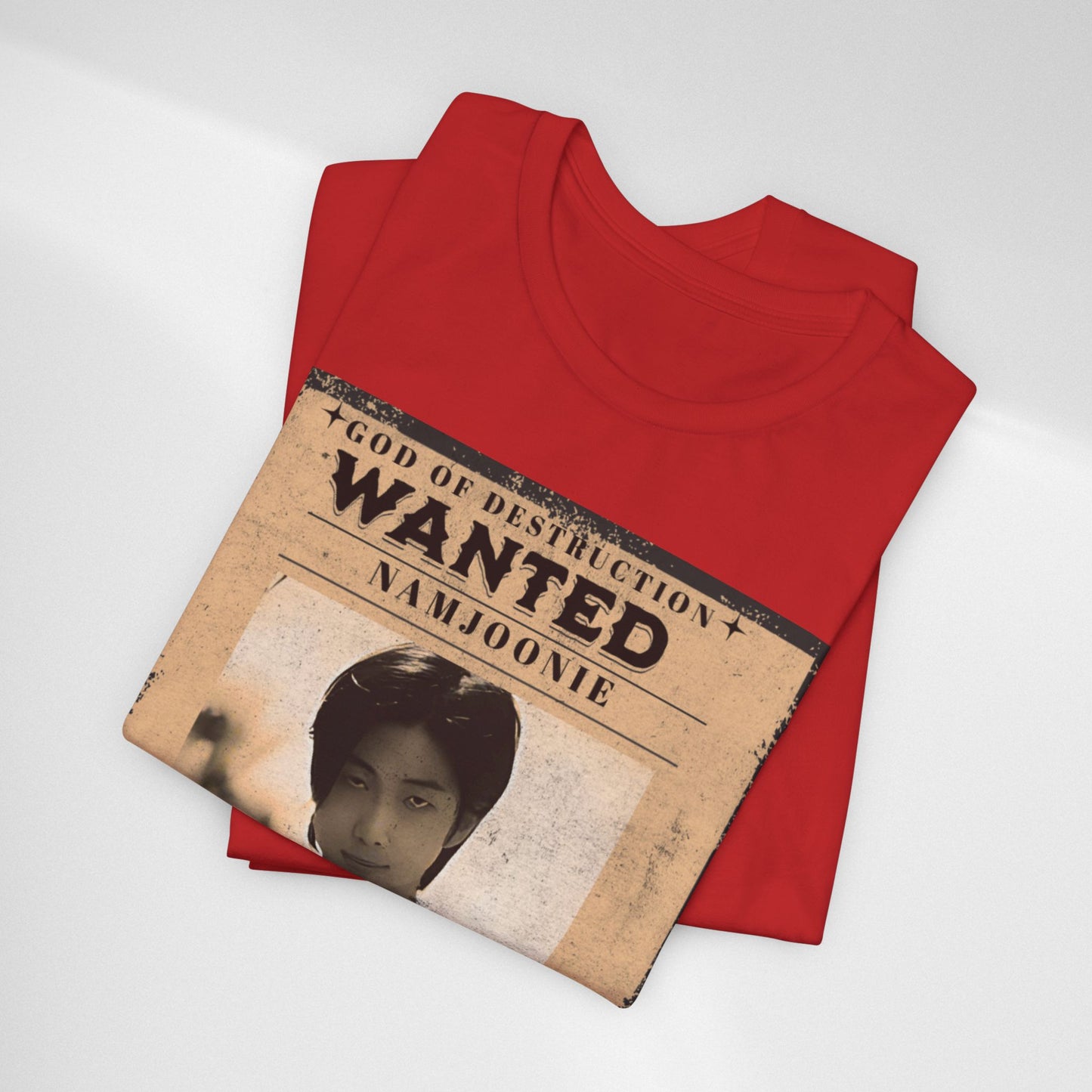 T-Shirt — Vintage 'Wanted: Namjoonie' Photo Tee (K-Pop Fan Poster Style)