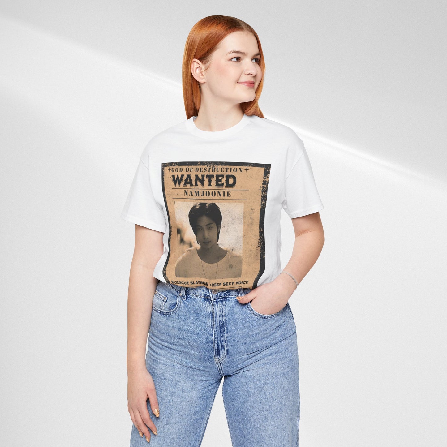 T-Shirt — Vintage 'Wanted: Namjoonie' Photo Tee (K-Pop Fan Poster Style)
