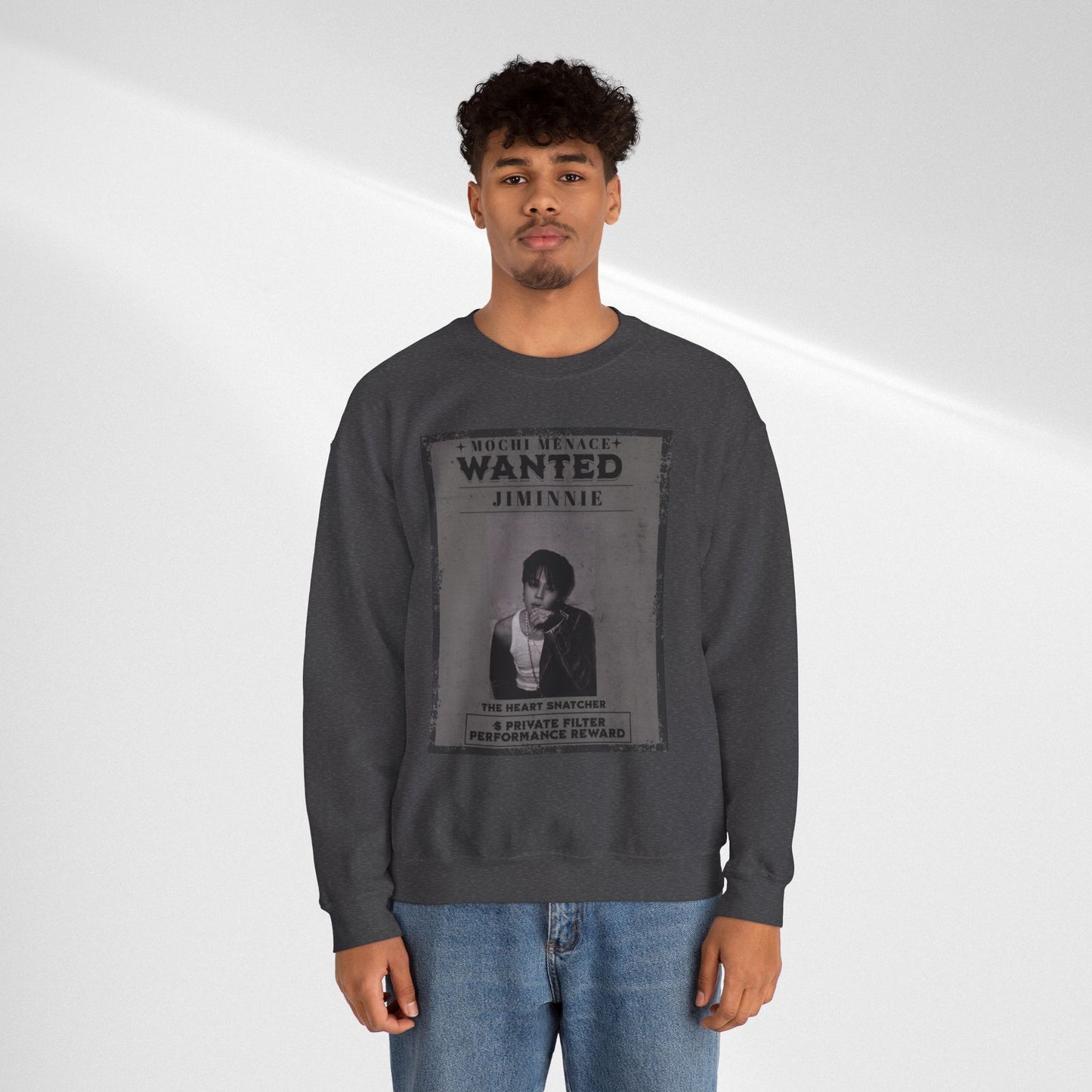 Wanted Poster Crewneck Sweatshirt – 'Wanted Jiminie' Vintage K-Pop Graphic