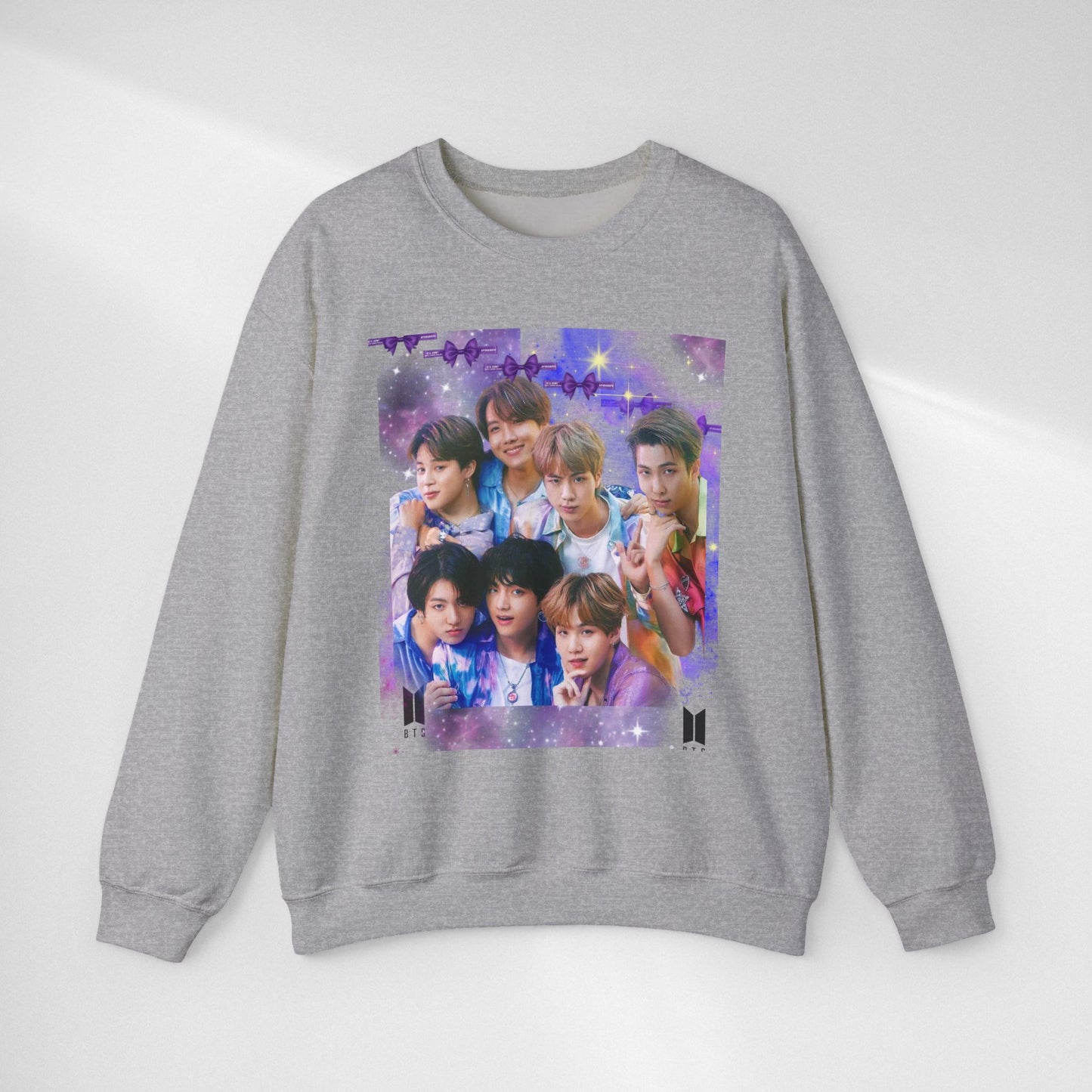 BTS Group Photo Crewneck Sweatshirt — Purple Fan Art Print