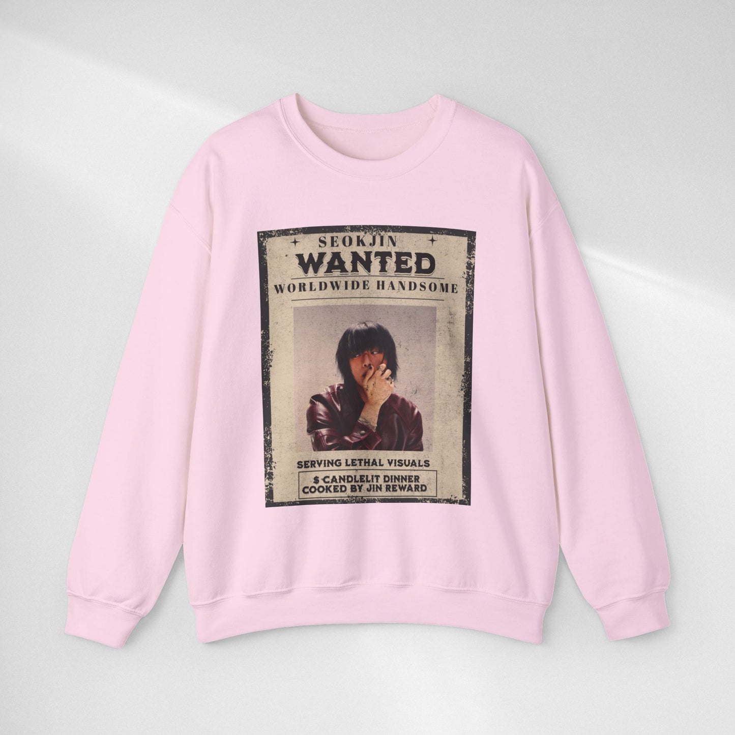 Wanted Poster Crewneck Sweatshirt — "Seokjin Wanted: Worldwide Handsome" Vintage K-pop Pullover