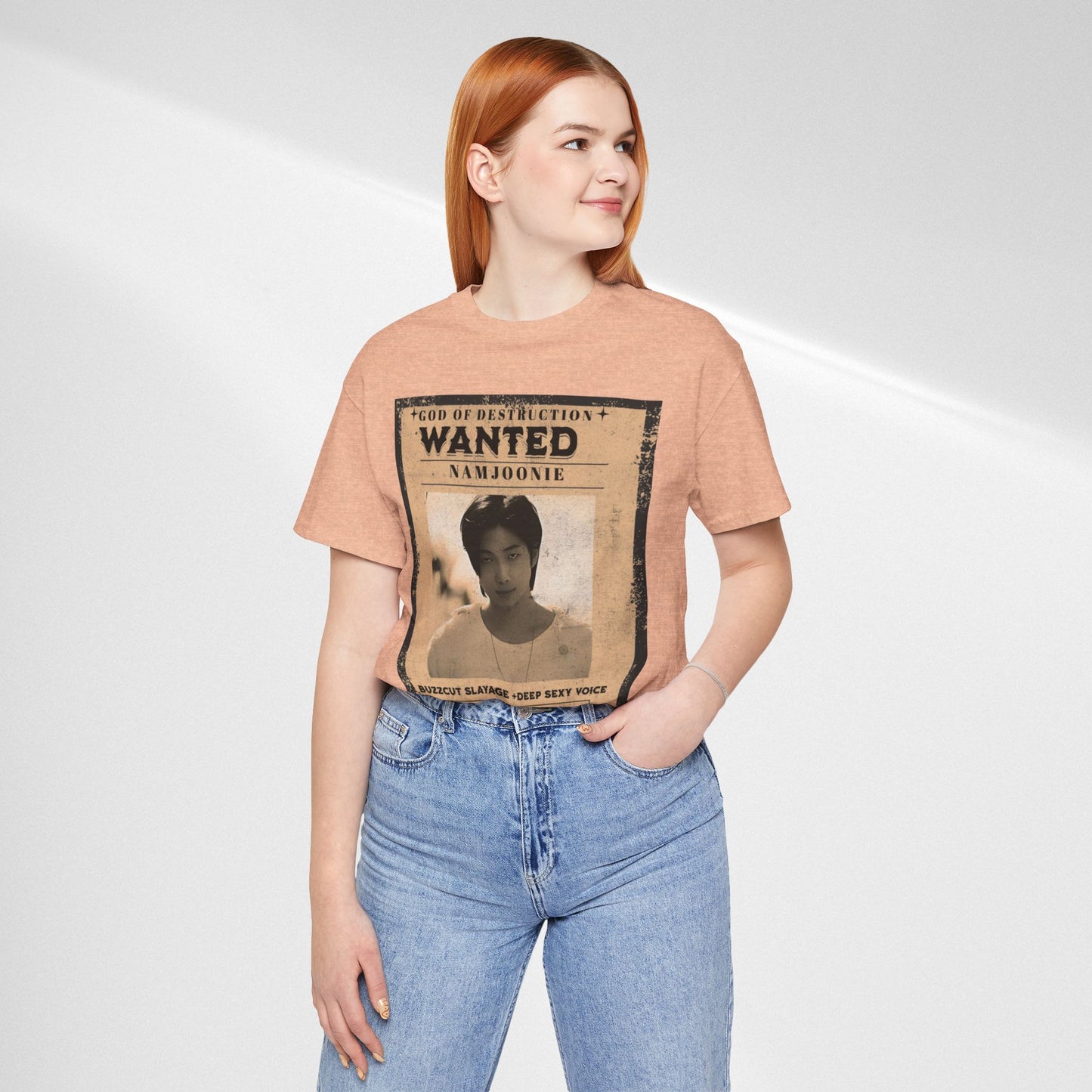 T-Shirt — Vintage 'Wanted: Namjoonie' Photo Tee (K-Pop Fan Poster Style)