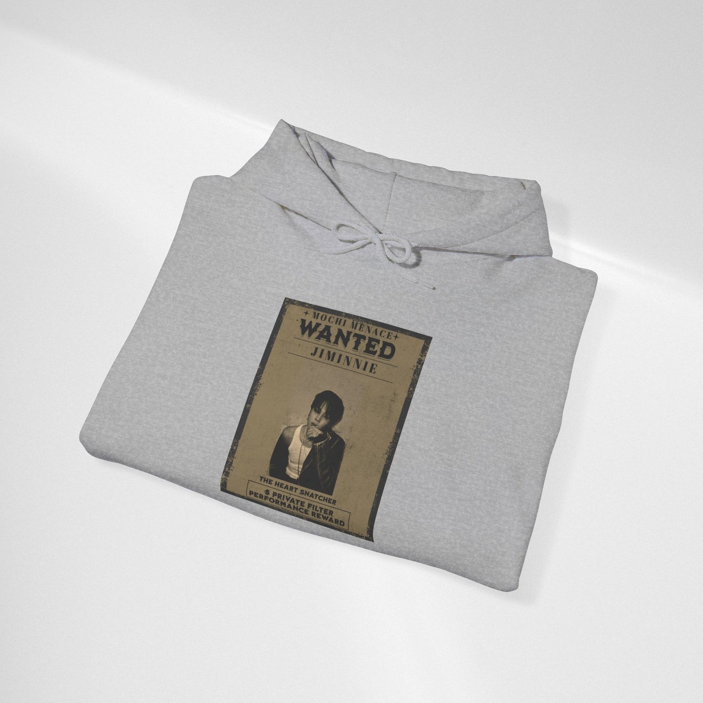 JIMIN Wanted Poster Hoodie — Vintage Photo "Wanted" Graphic Sweatshirt